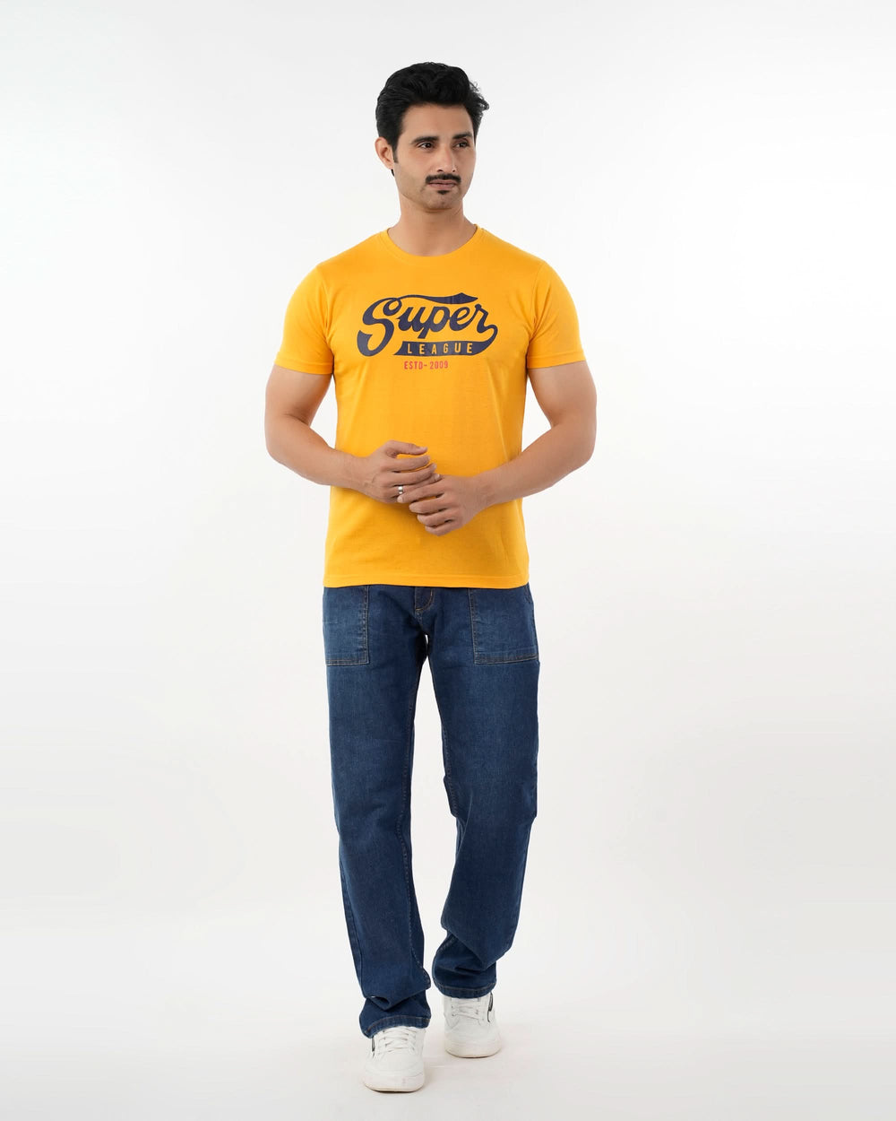 Men's Half Sleeves Round Neck Printed T-Shirt - Yellow, Men's T-Shirts & Polos, Chase Value, Chase Value