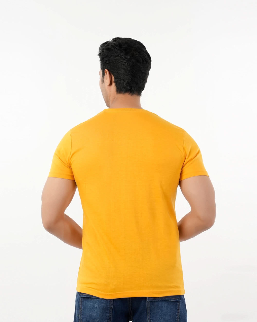 Men's Half Sleeves Round Neck Printed T-Shirt - Yellow, Men's T-Shirts & Polos, Chase Value, Chase Value