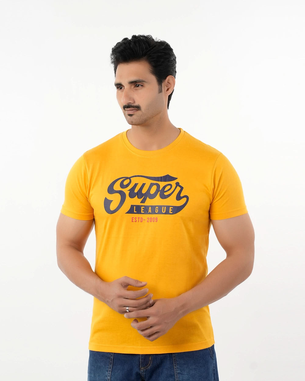 Men's Half Sleeves Round Neck Printed T-Shirt - Yellow, Men's T-Shirts & Polos, Chase Value, Chase Value