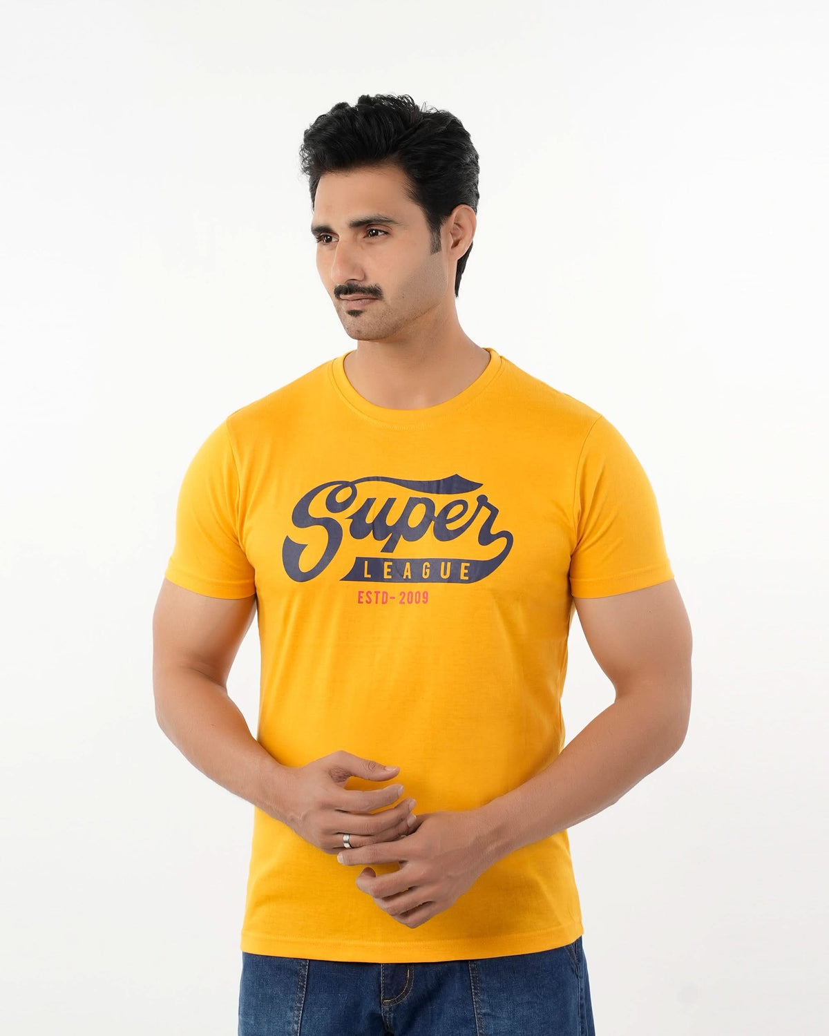 Men's Half Sleeves Round Neck Printed T-Shirt - Yellow, Men's T-Shirts & Polos, Chase Value, Chase Value