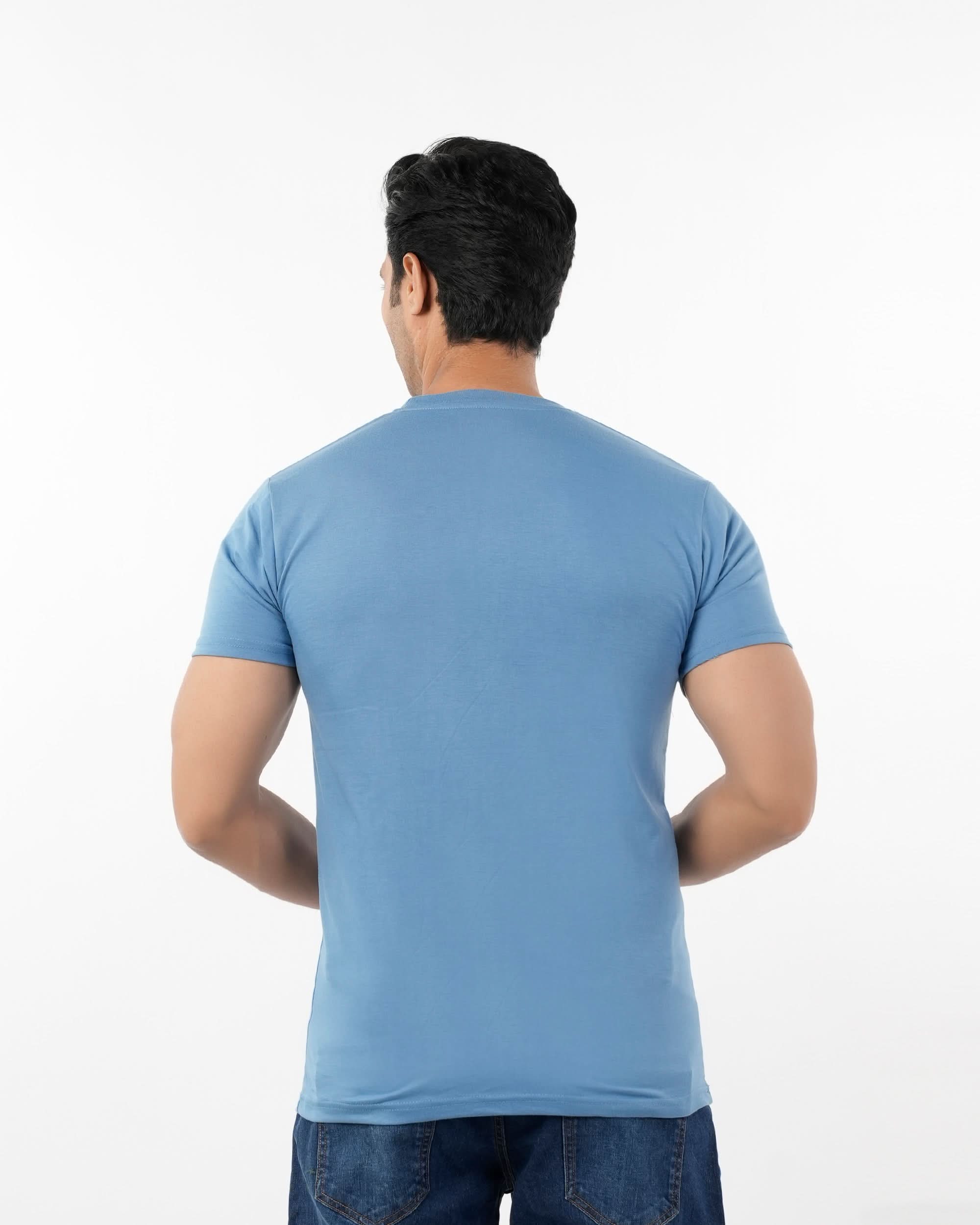 Men's Printed Half Sleeves Round Neck T-Shirt - Steel Blue, Men's T-Shirts & Polos, Chase Value, Chase Value