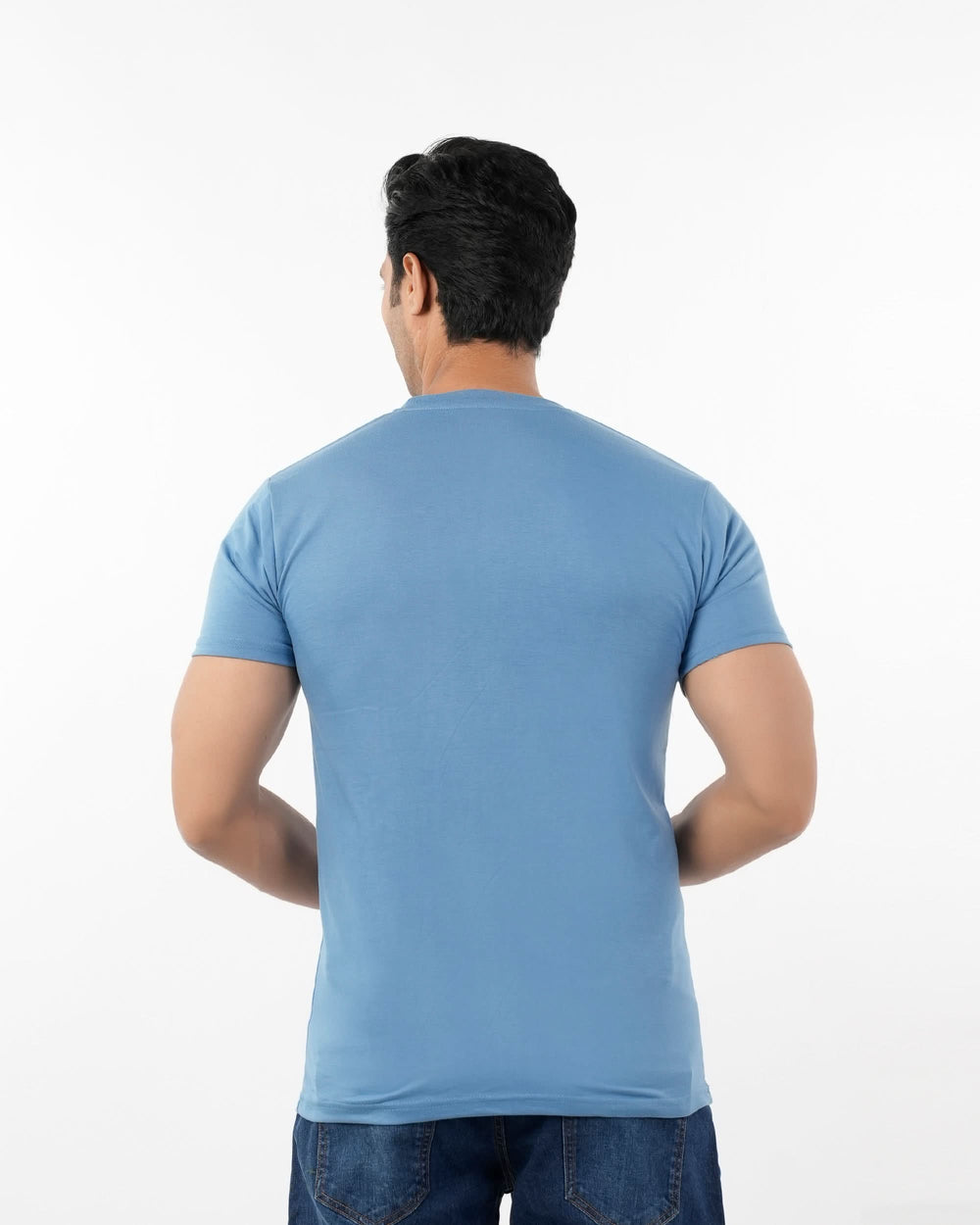 Men's Printed Half Sleeves Round Neck T-Shirt - Steel Blue, Men's T-Shirts & Polos, Chase Value, Chase Value