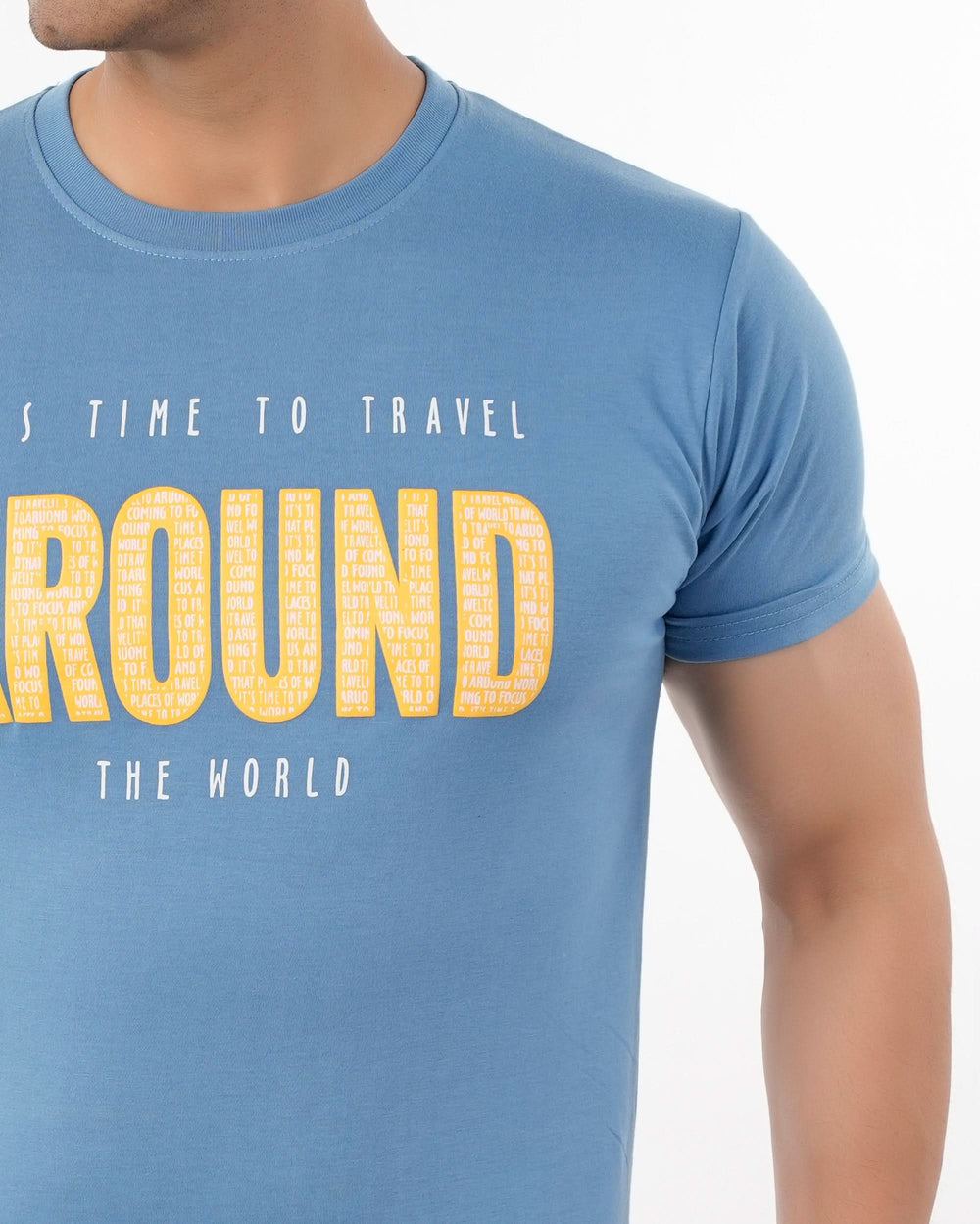 Men's Printed Half Sleeves Round Neck T-Shirt - Steel Blue, Men's T-Shirts & Polos, Chase Value, Chase Value