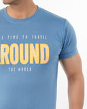 Men's Printed Half Sleeves Round Neck T-Shirt - Steel Blue, Men's T-Shirts & Polos, Chase Value, Chase Value