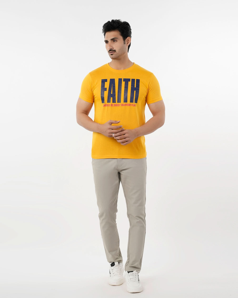 Men's Half Sleeves Round Neck Printed T-Shirt - Yellow, Men's T-Shirts & Polos, Chase Value, Chase Value