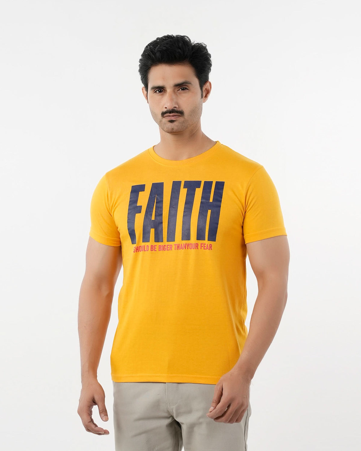 Men's Half Sleeves Round Neck Printed T-Shirt - Yellow, Men's T-Shirts & Polos, Chase Value, Chase Value