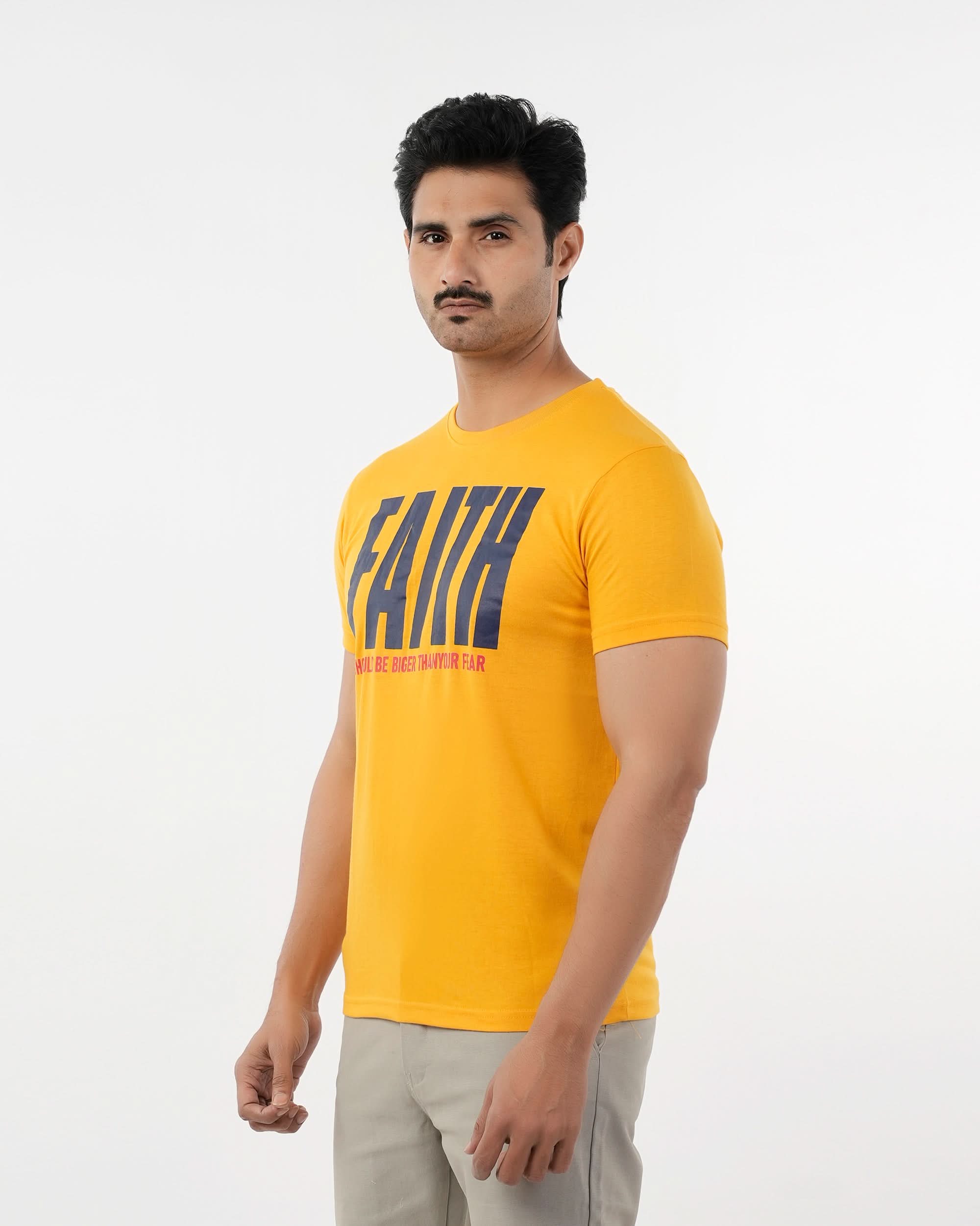 Men's Half Sleeves Round Neck Printed T-Shirt - Yellow, Men's T-Shirts & Polos, Chase Value, Chase Value