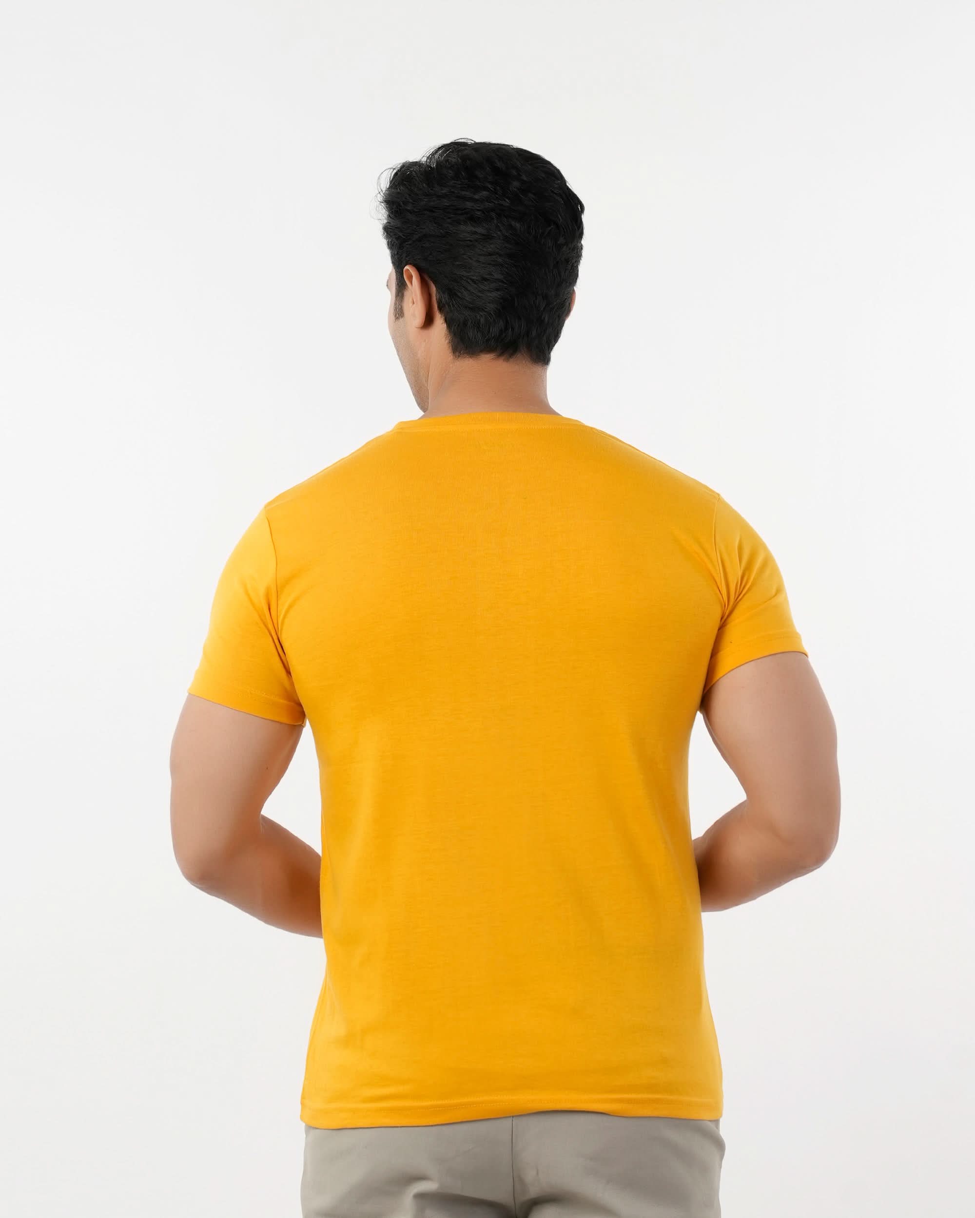 Men's Half Sleeves Round Neck Printed T-Shirt - Yellow, Men's T-Shirts & Polos, Chase Value, Chase Value