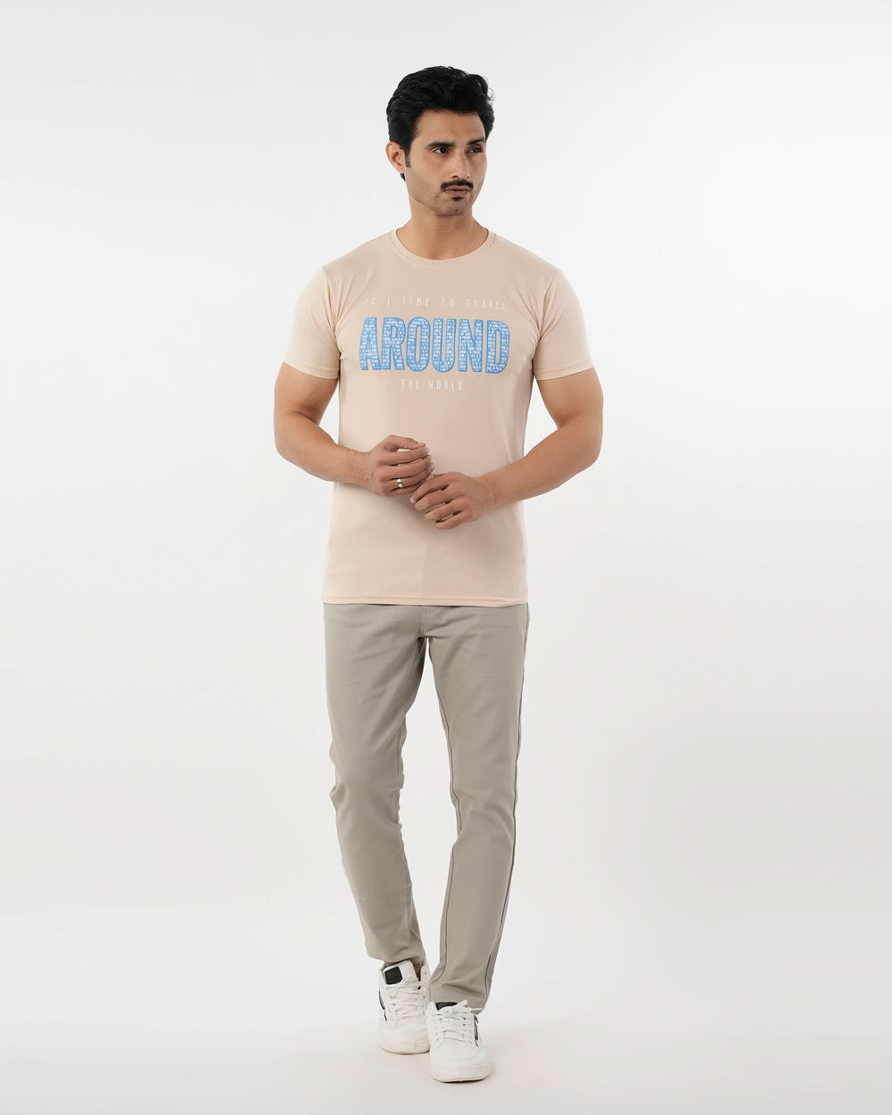 Men's Printed Half Sleeves Round Neck T-Shirt - Fawn, Men's T-Shirts & Polos, Chase Value, Chase Value