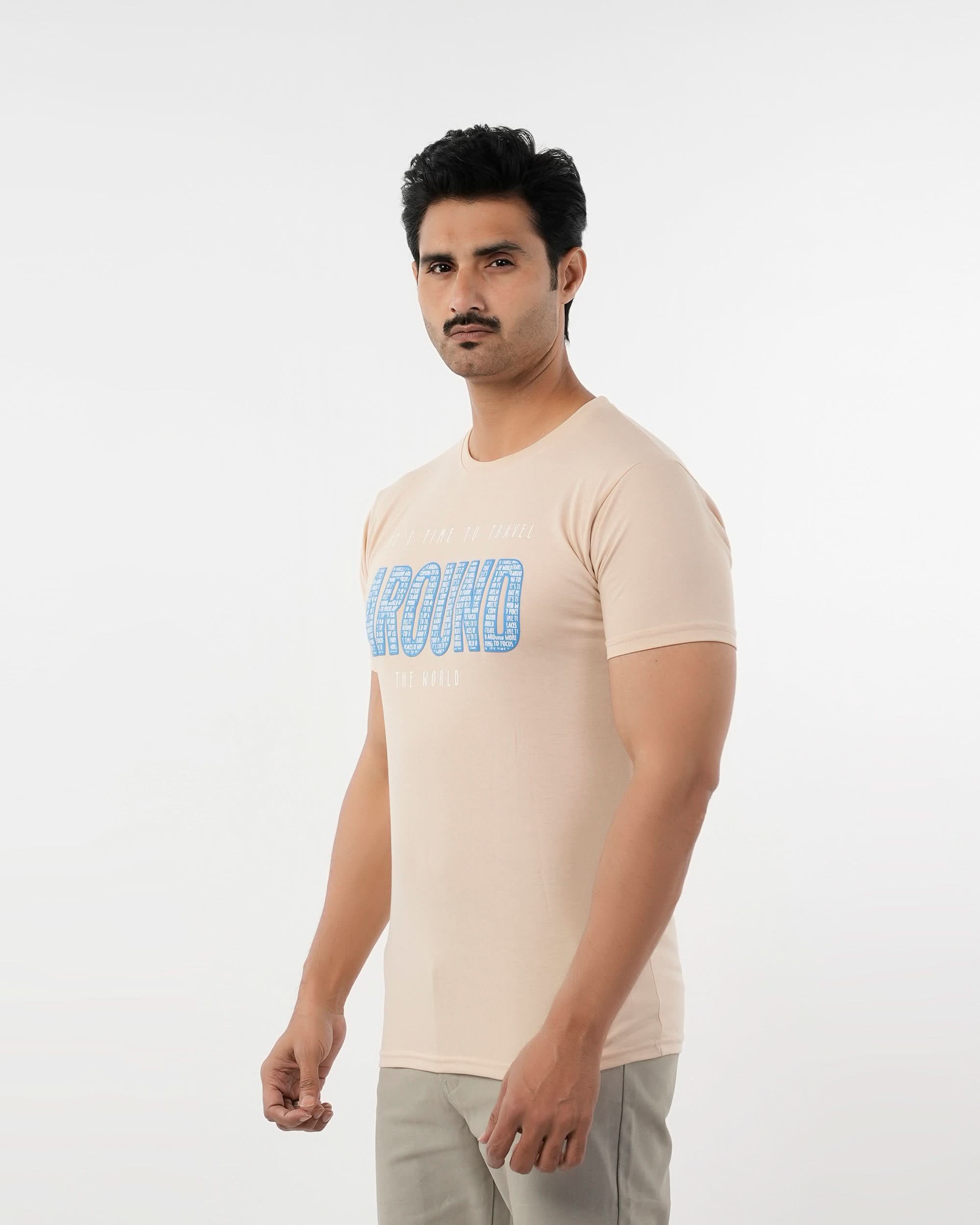 Men's Printed Half Sleeves Round Neck T-Shirt - Fawn, Men's T-Shirts & Polos, Chase Value, Chase Value