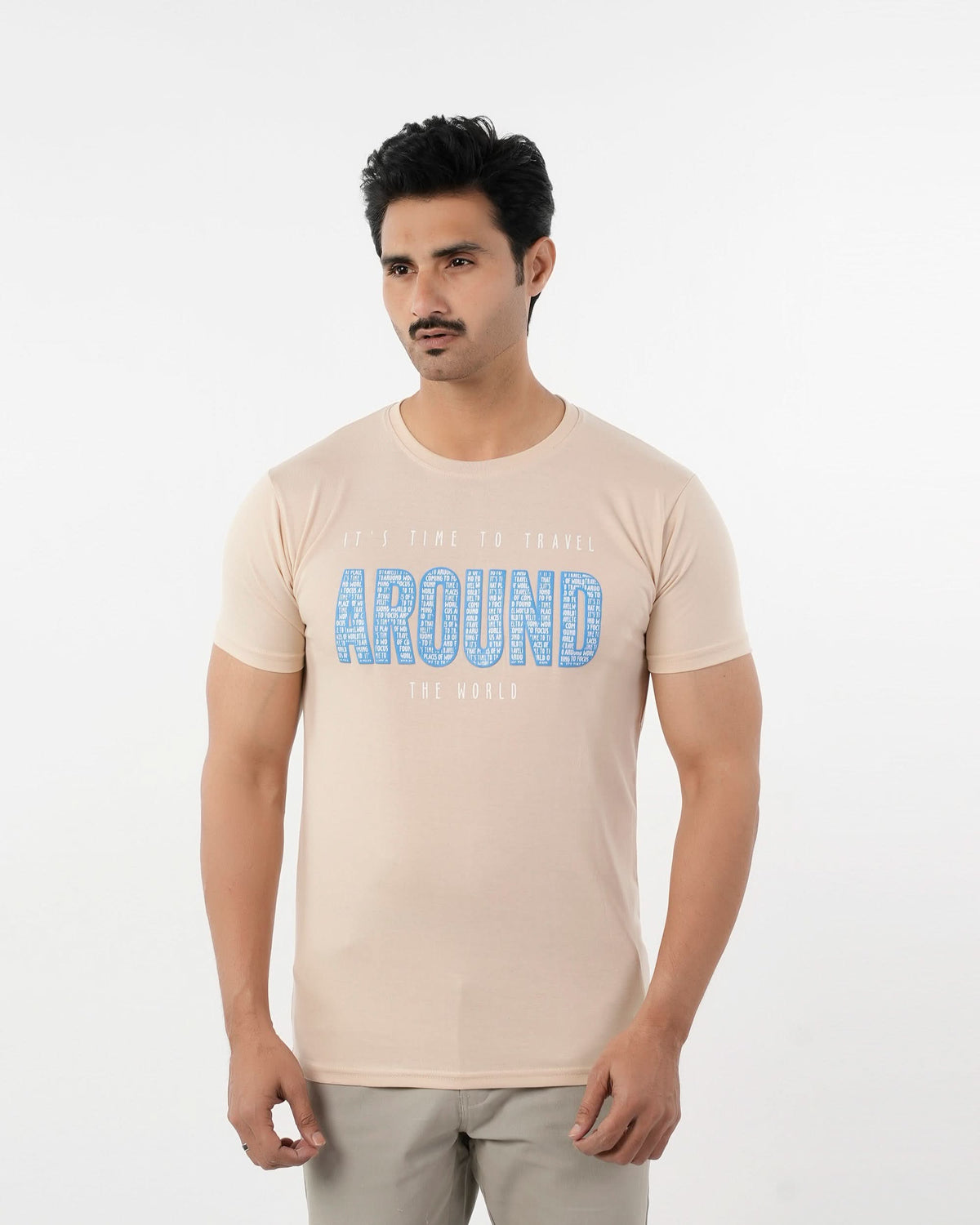 Men's Printed Half Sleeves Round Neck T-Shirt - Fawn, Men's T-Shirts & Polos, Chase Value, Chase Value