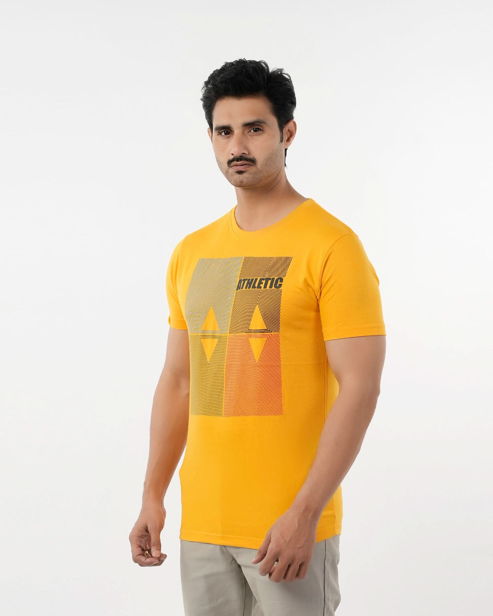 Men's Half Sleeves Round Neck Printed T-Shirt - Yellow, Men's T-Shirts & Polos, Chase Value, Chase Value