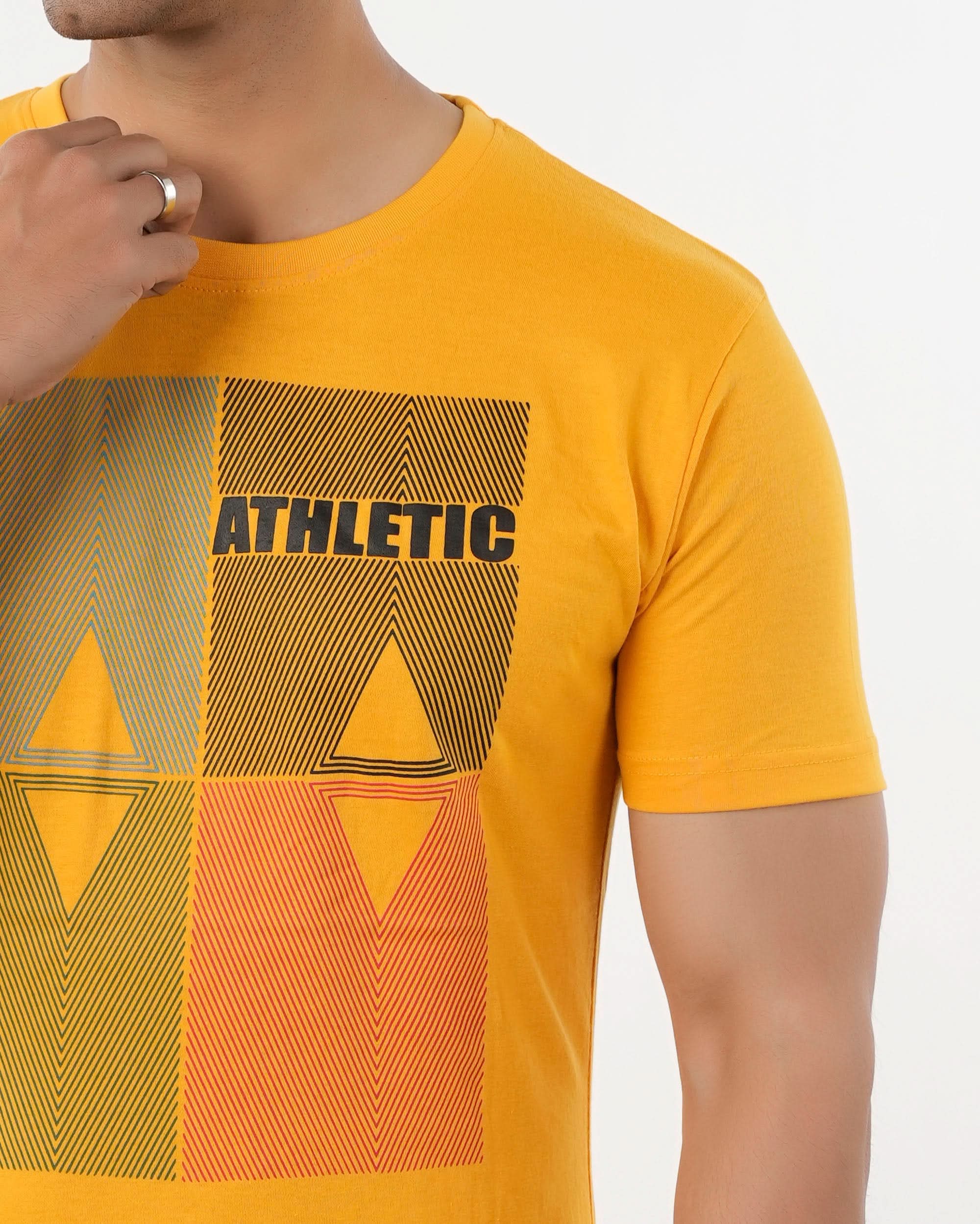 Men's Half Sleeves Round Neck Printed T-Shirt - Yellow, Men's T-Shirts & Polos, Chase Value, Chase Value