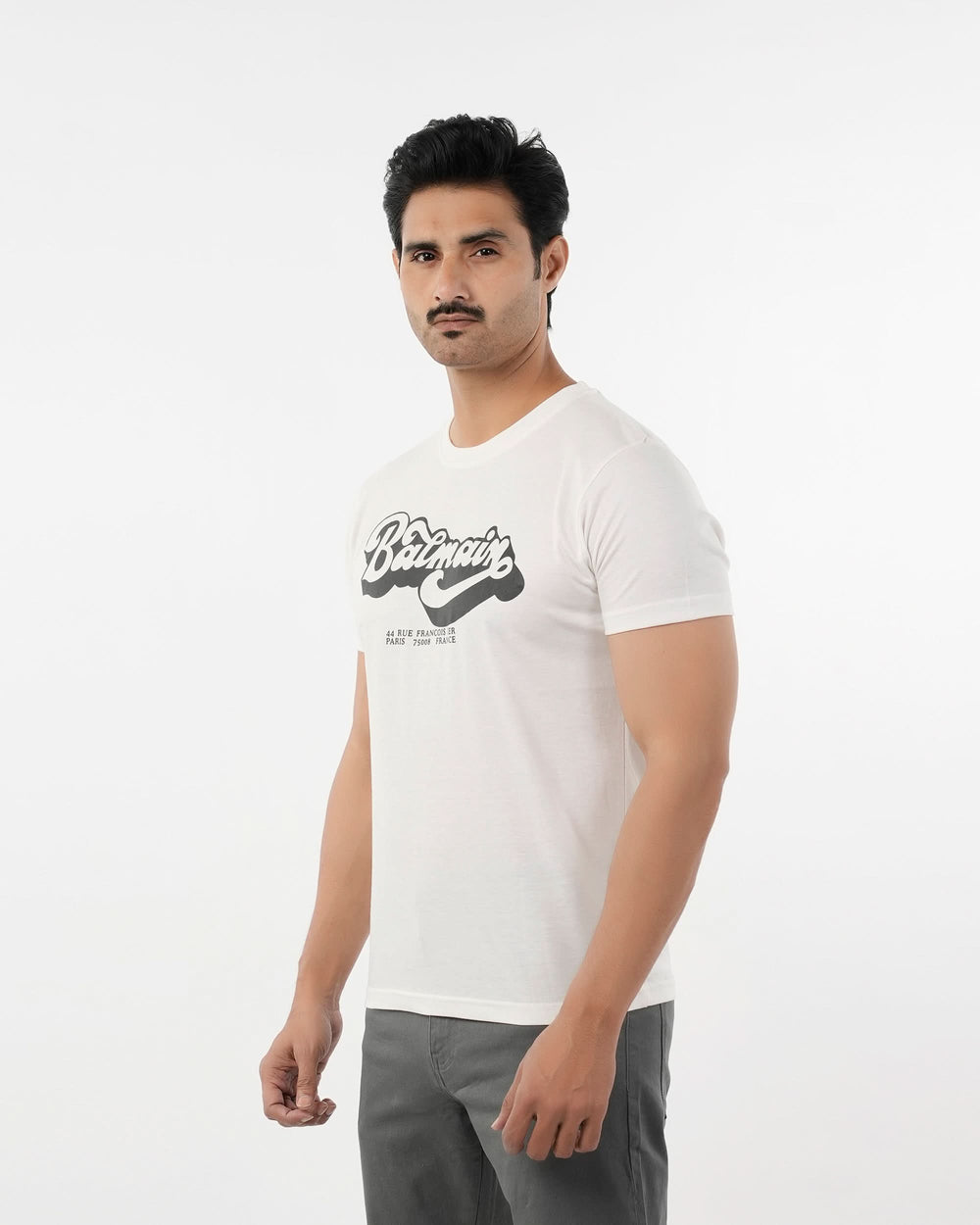 Men's Half Sleeves Round Neck Printed T-Shirt - White, Men's T-Shirts & Polos, Chase Value, Chase Value