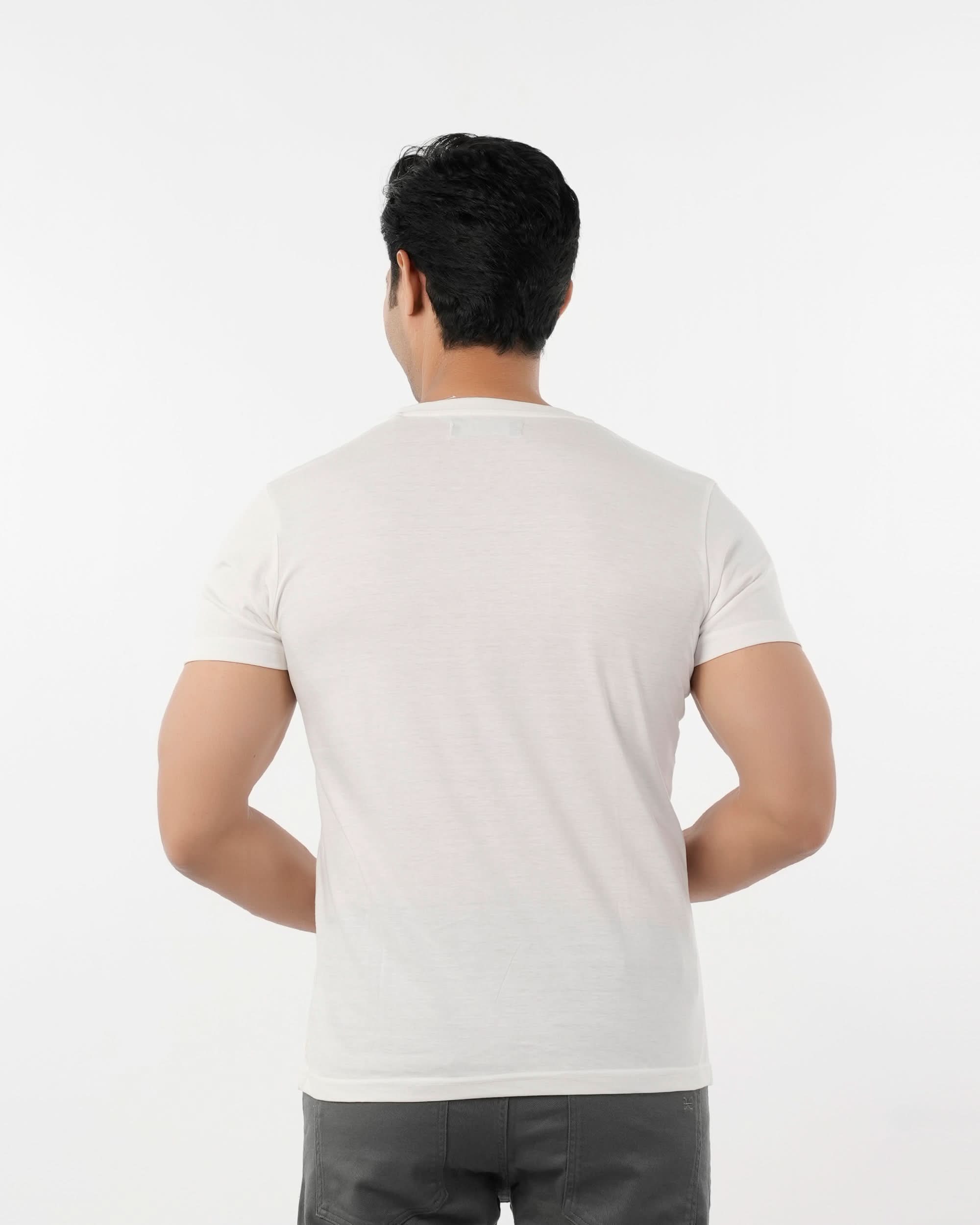 Men's Half Sleeves Round Neck Printed T-Shirt - White, Men's T-Shirts & Polos, Chase Value, Chase Value