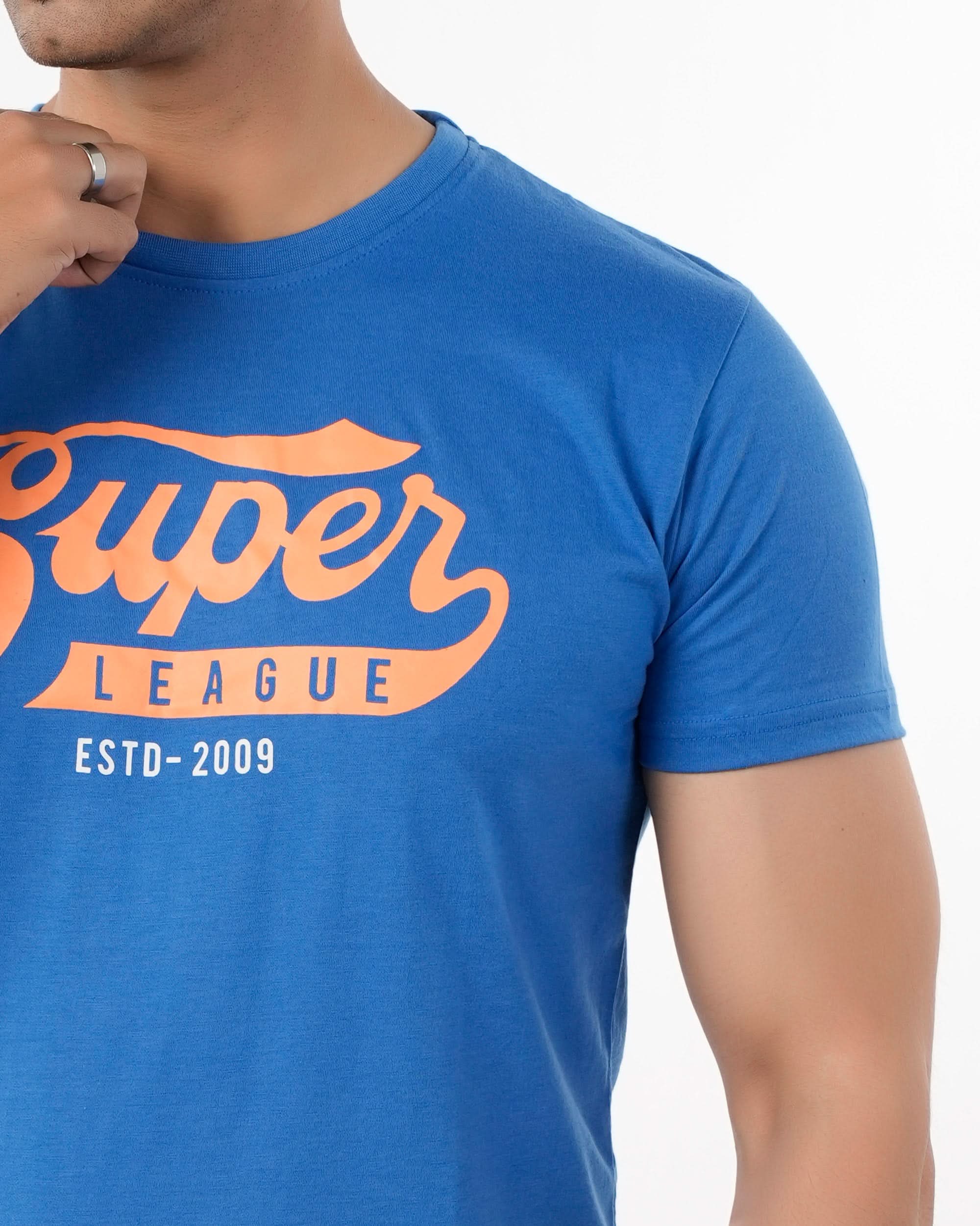 Men's Half Sleeves Round Neck Printed T-Shirt - Blue, Men's T-Shirts & Polos, Chase Value, Chase Value