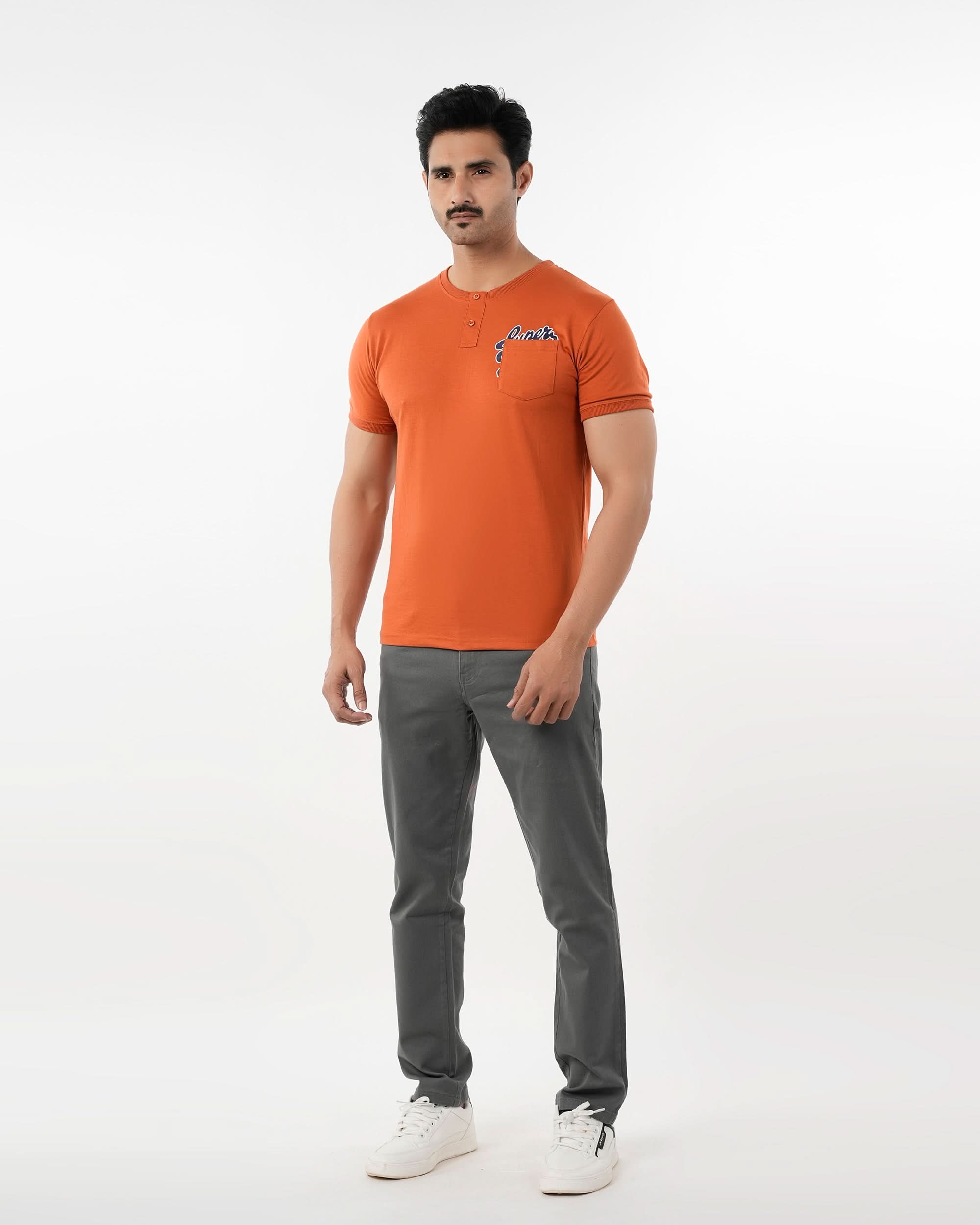 Men's Half Sleeves Round Neck Printed T-Shirt - Rust, Men's T-Shirts & Polos, Chase Value, Chase Value