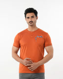 Men's Half Sleeves Round Neck Printed T-Shirt - Rust, Men's T-Shirts & Polos, Chase Value, Chase Value