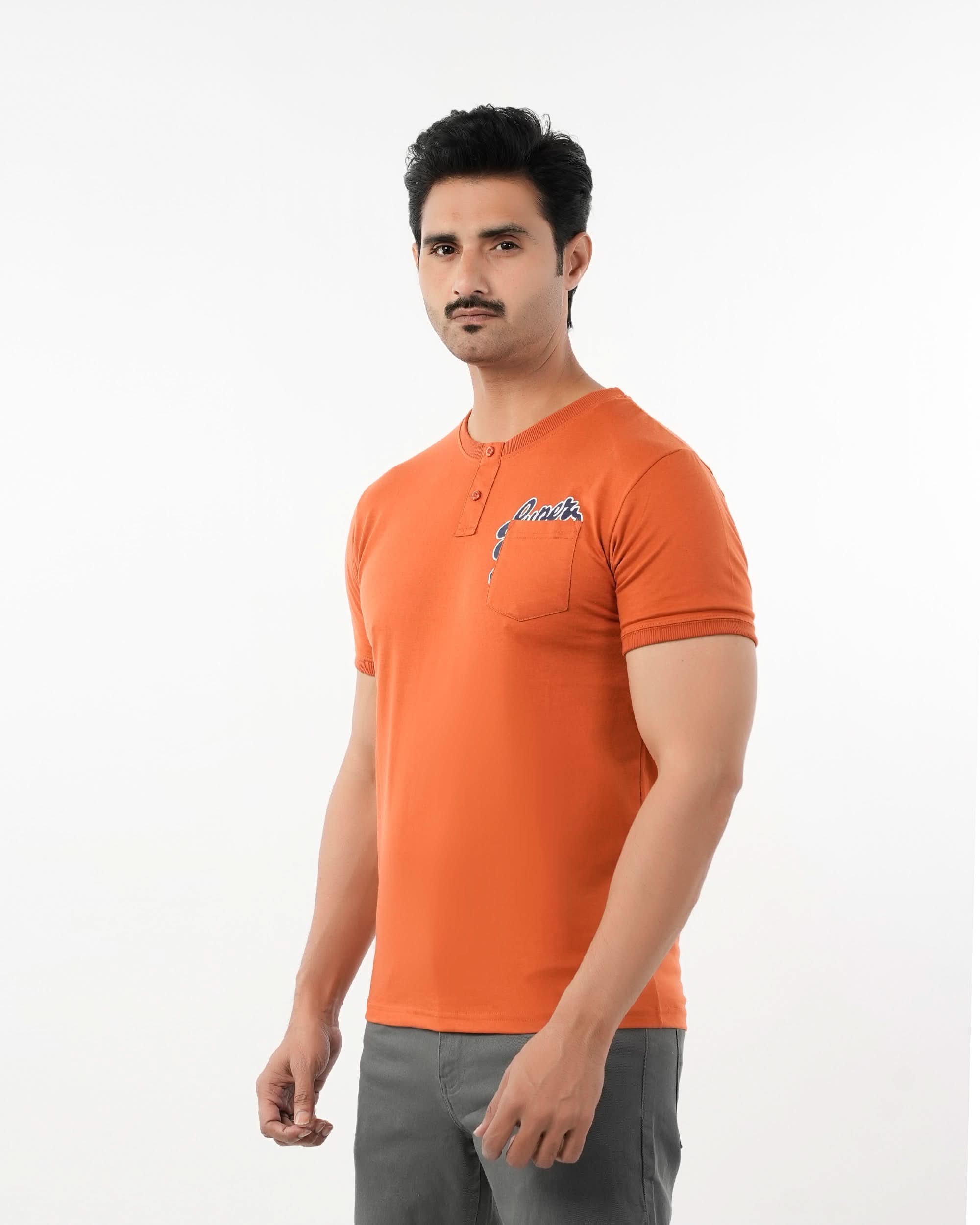 Men's Half Sleeves Round Neck Printed T-Shirt - Rust, Men's T-Shirts & Polos, Chase Value, Chase Value