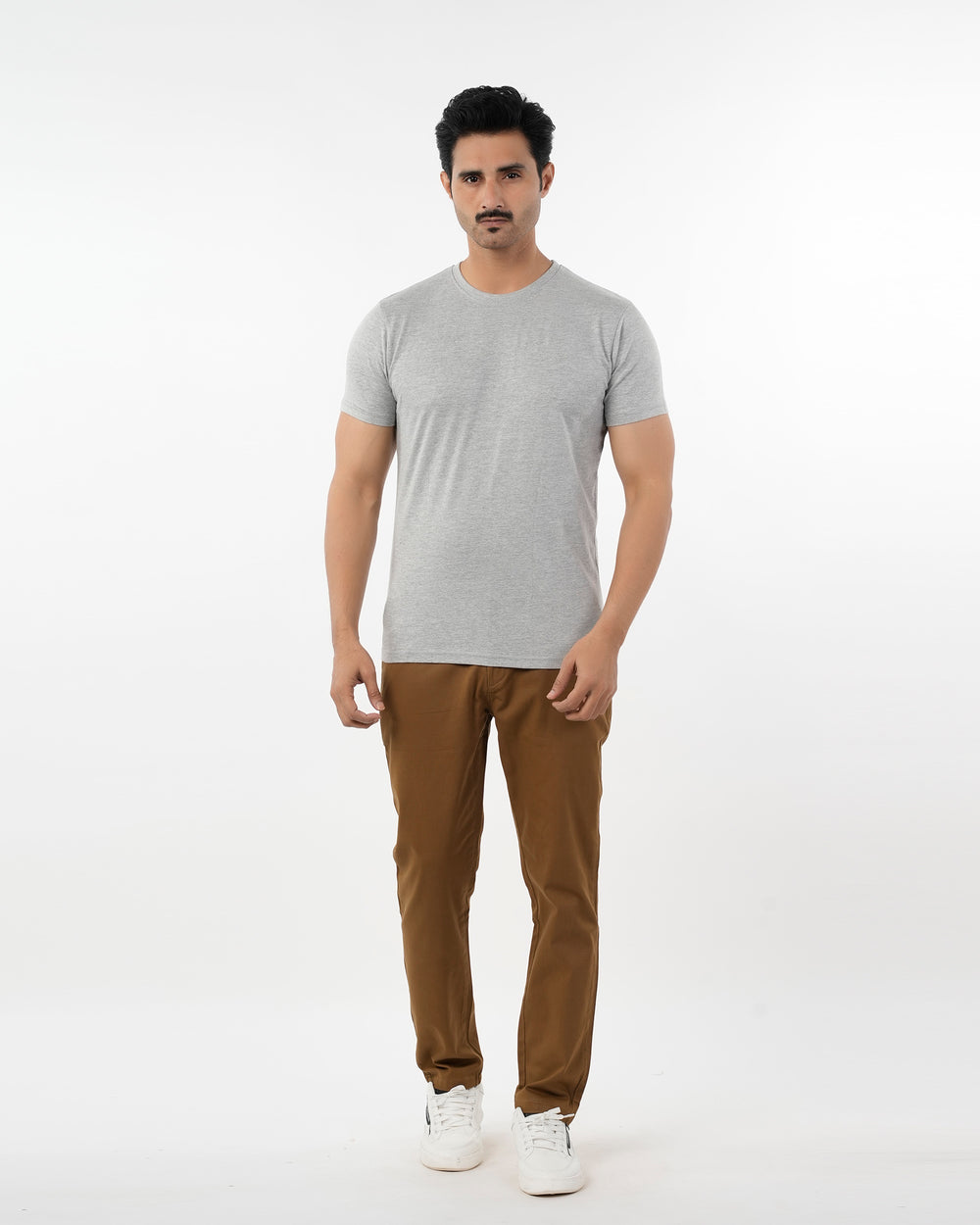 Men's Half Sleeves Round Neck T-Shirt - Ash Grey, Men's T-Shirts & Polos, Chase Value, Chase Value