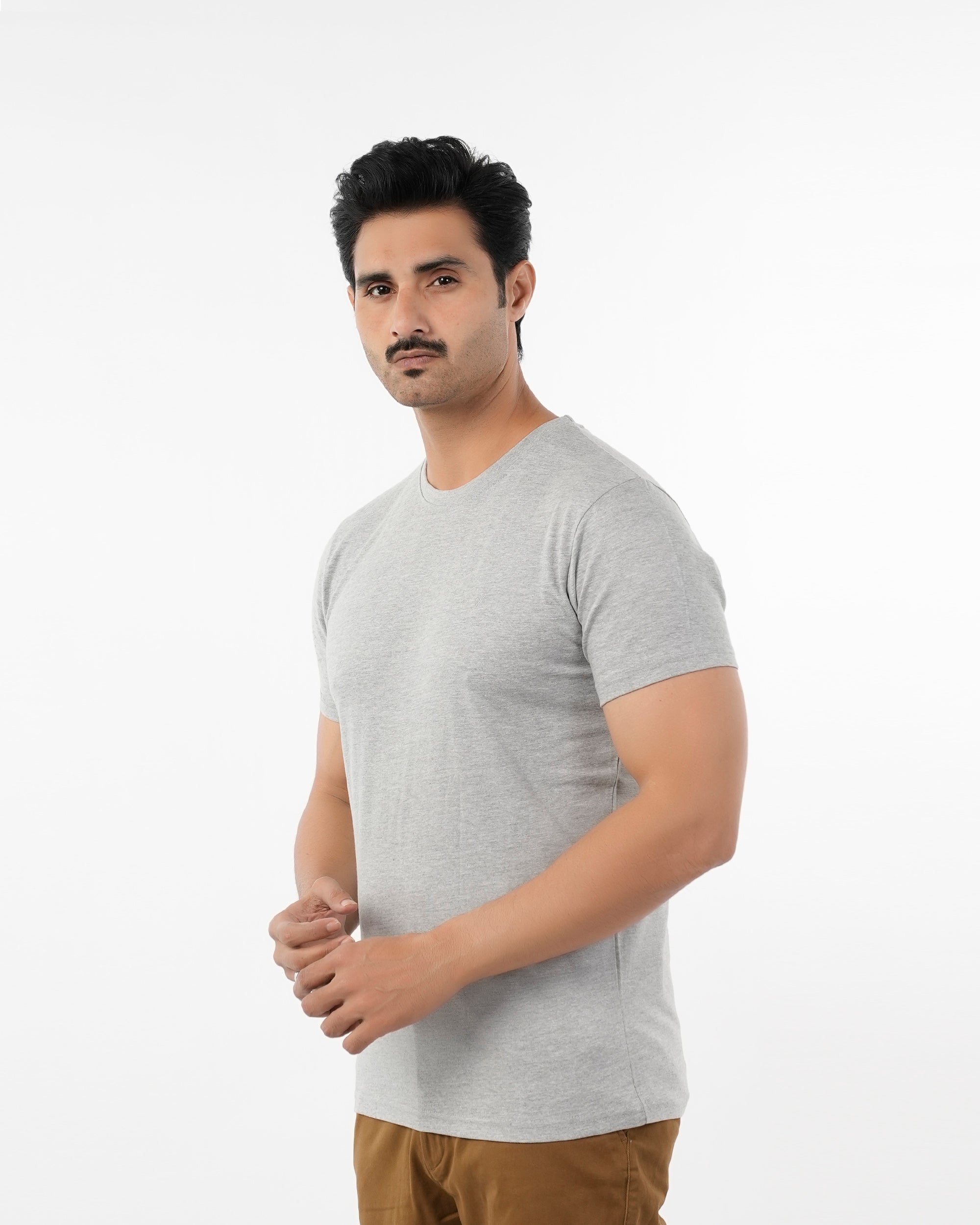 Men's Half Sleeves Round Neck T-Shirt - Ash Grey, Men's T-Shirts & Polos, Chase Value, Chase Value