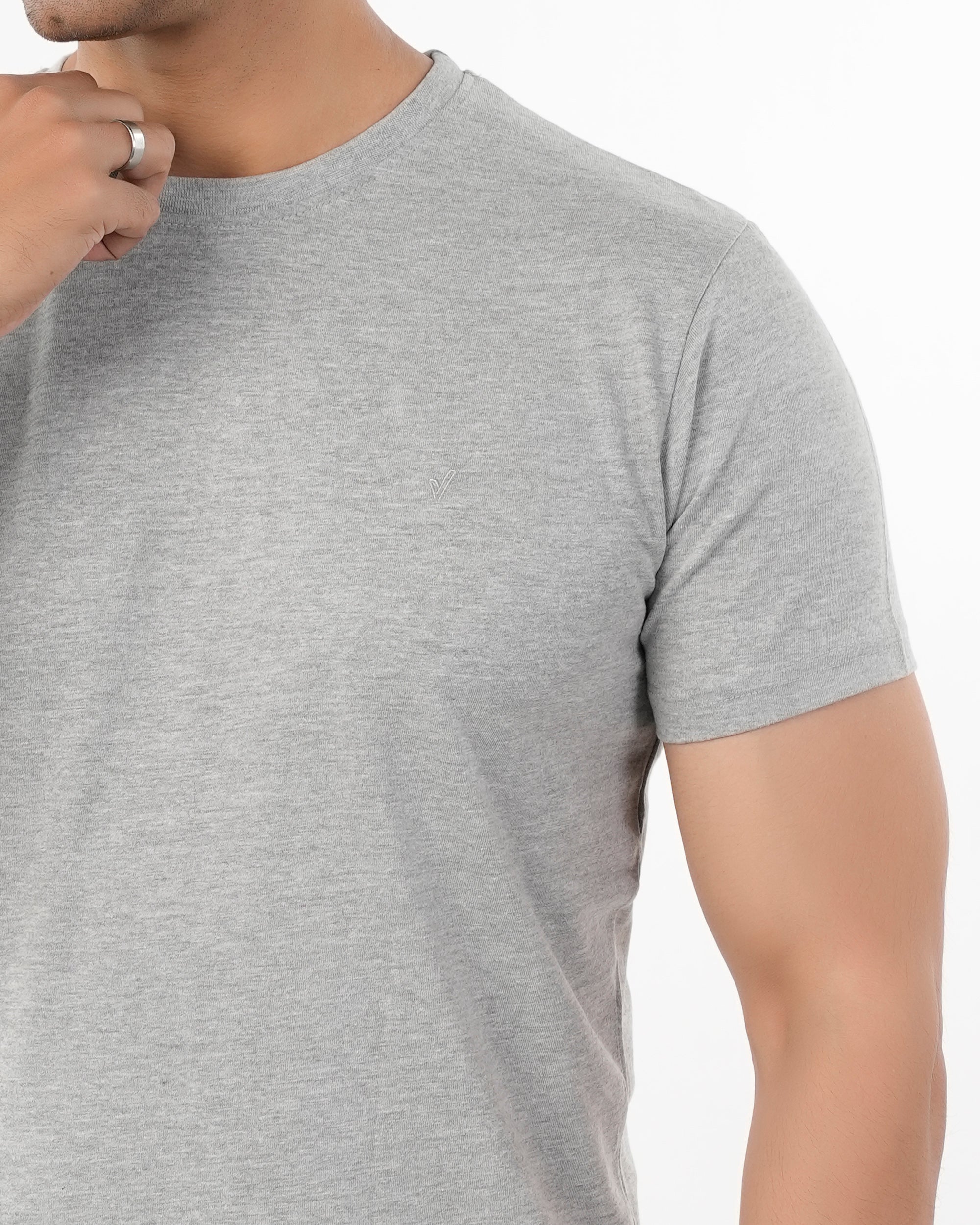Men's Half Sleeves Round Neck T-Shirt - Ash Grey, Men's T-Shirts & Polos, Chase Value, Chase Value