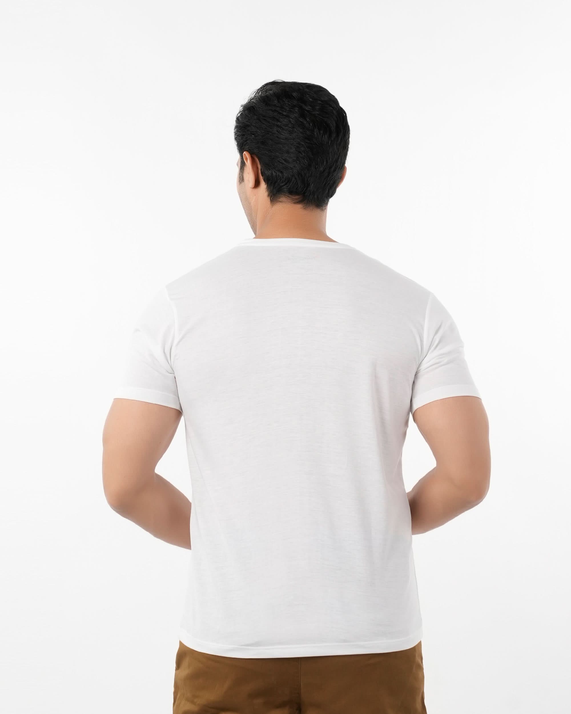 Men's Half Sleeves Round Neck Printed T-Shirt - White, Men's T-Shirts & Polos, Chase Value, Chase Value