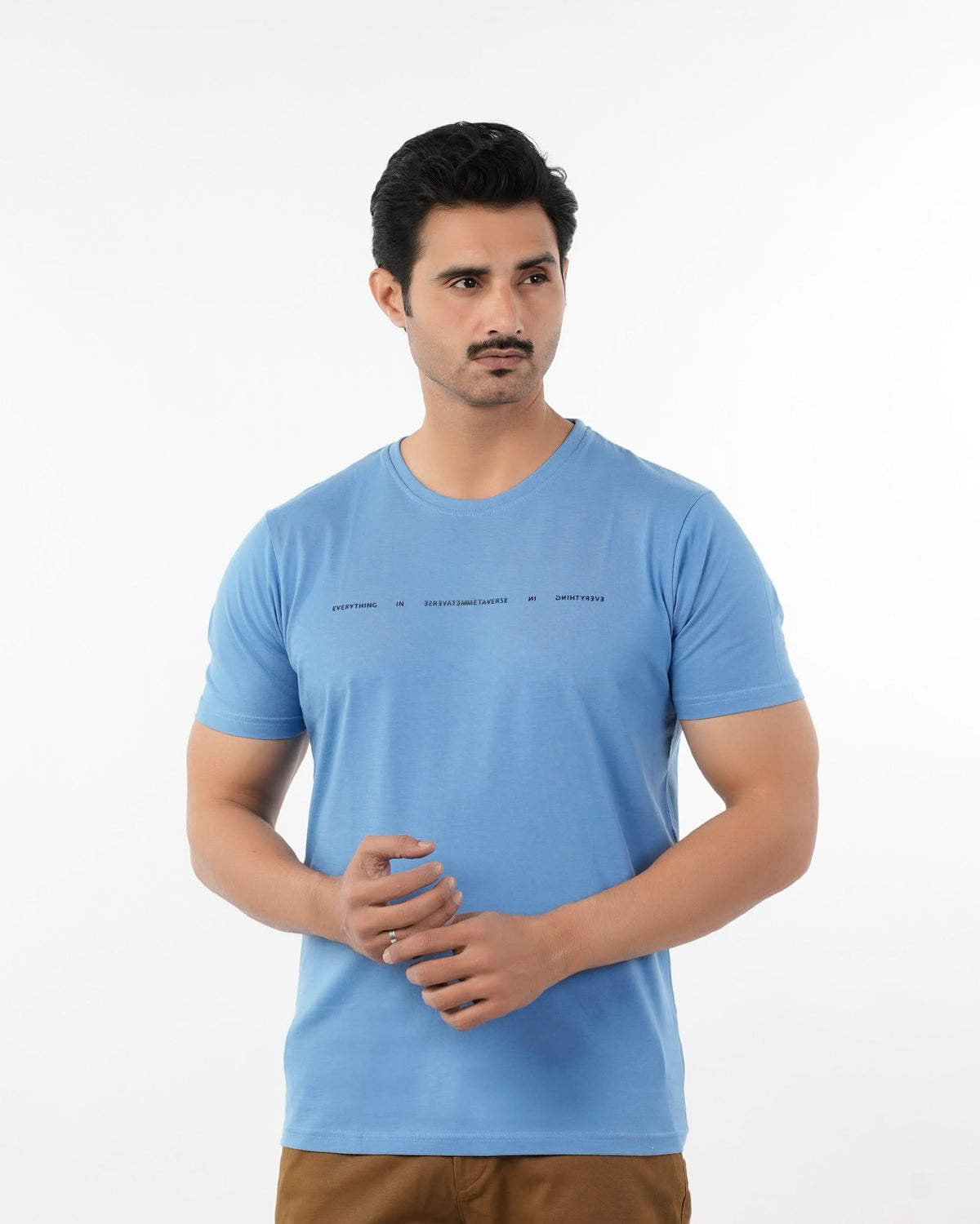 Eminent Men's Round Neck Half Sleeves Printed T-Shirt - Powder Blue, Men's T-Shirts & Polos, Eminent, Chase Value