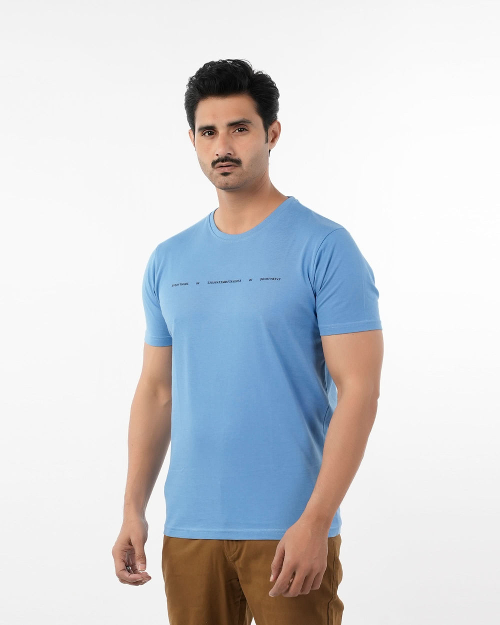 Eminent Men's Round Neck Half Sleeves Printed T-Shirt - Powder Blue, Men's T-Shirts & Polos, Eminent, Chase Value