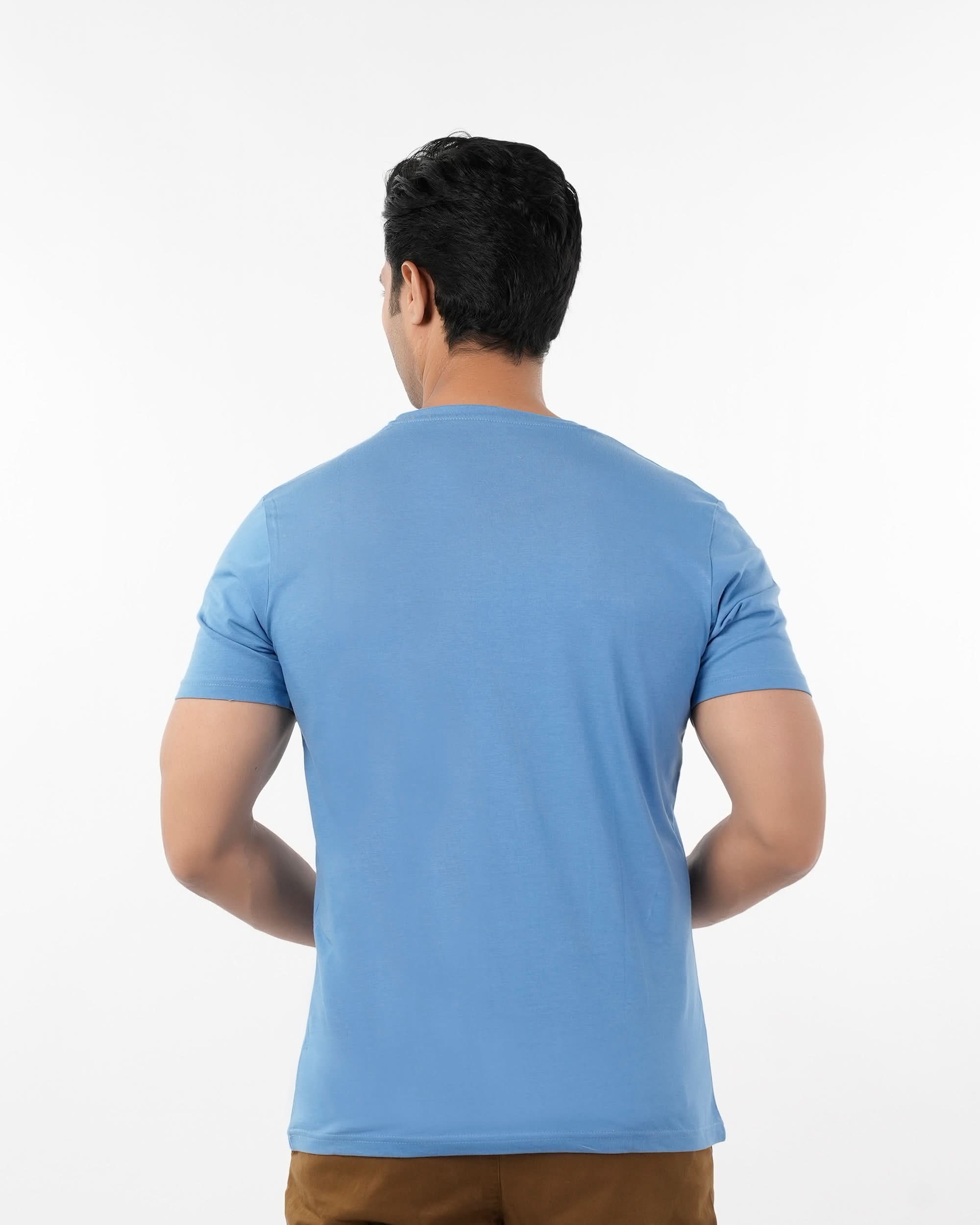 Eminent Men's Round Neck Half Sleeves Printed T-Shirt - Powder Blue, Men's T-Shirts & Polos, Eminent, Chase Value