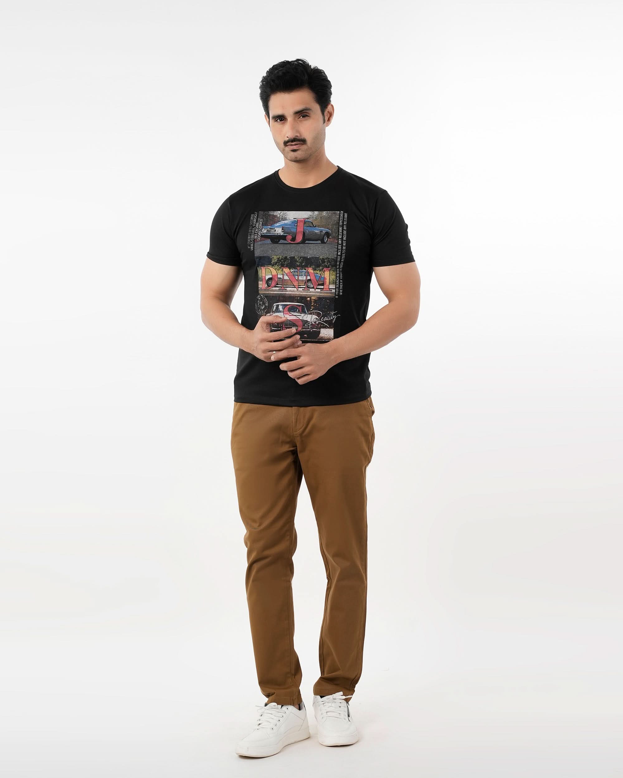 Men's Round Neck Half Sleeves T-Shirt - Black, Men's T-Shirts & Polos, Chase Value, Chase Value