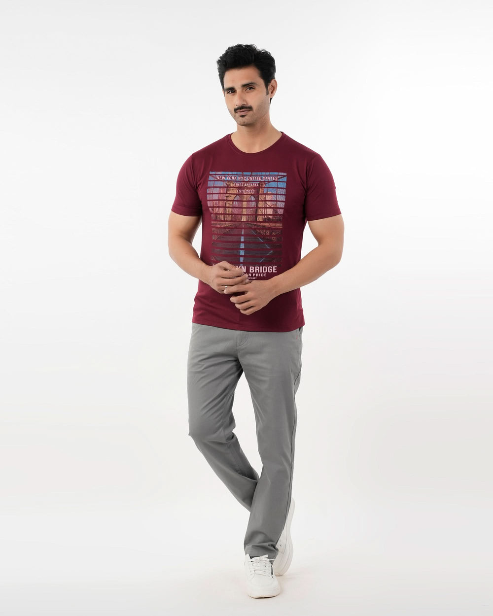 Men's Half Sleeves Round Neck Printed T-Shirt - Maroon, Men's T-Shirts & Polos, Chase Value, Chase Value