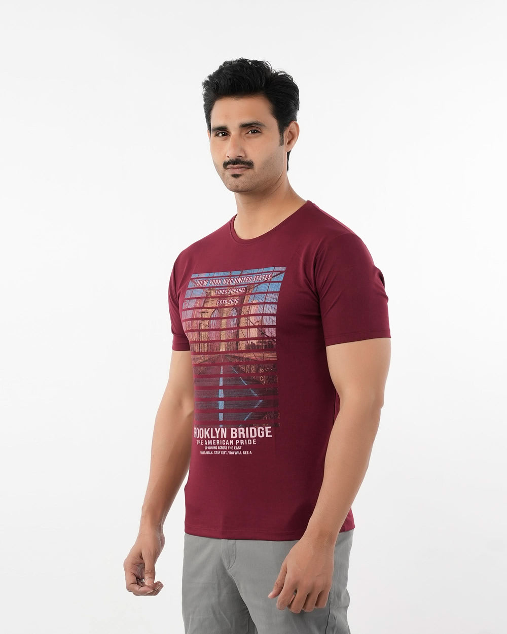 Men's Half Sleeves Round Neck Printed T-Shirt - Maroon, Men's T-Shirts & Polos, Chase Value, Chase Value