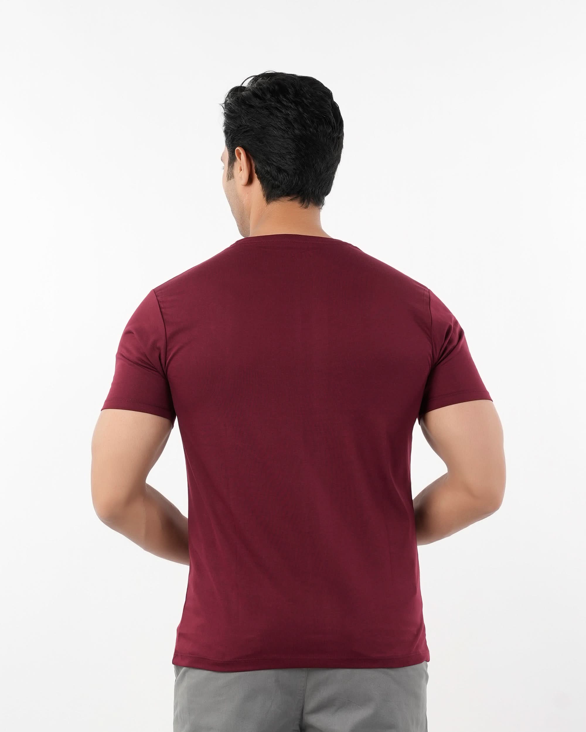 Men's Half Sleeves Round Neck Printed T-Shirt - Maroon, Men's T-Shirts & Polos, Chase Value, Chase Value