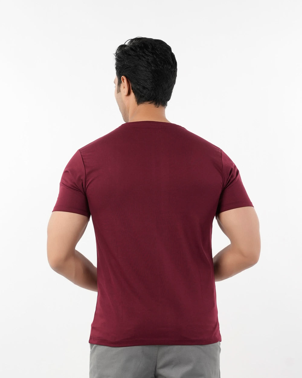 Men's Half Sleeves Round Neck Printed T-Shirt - Maroon, Men's T-Shirts & Polos, Chase Value, Chase Value
