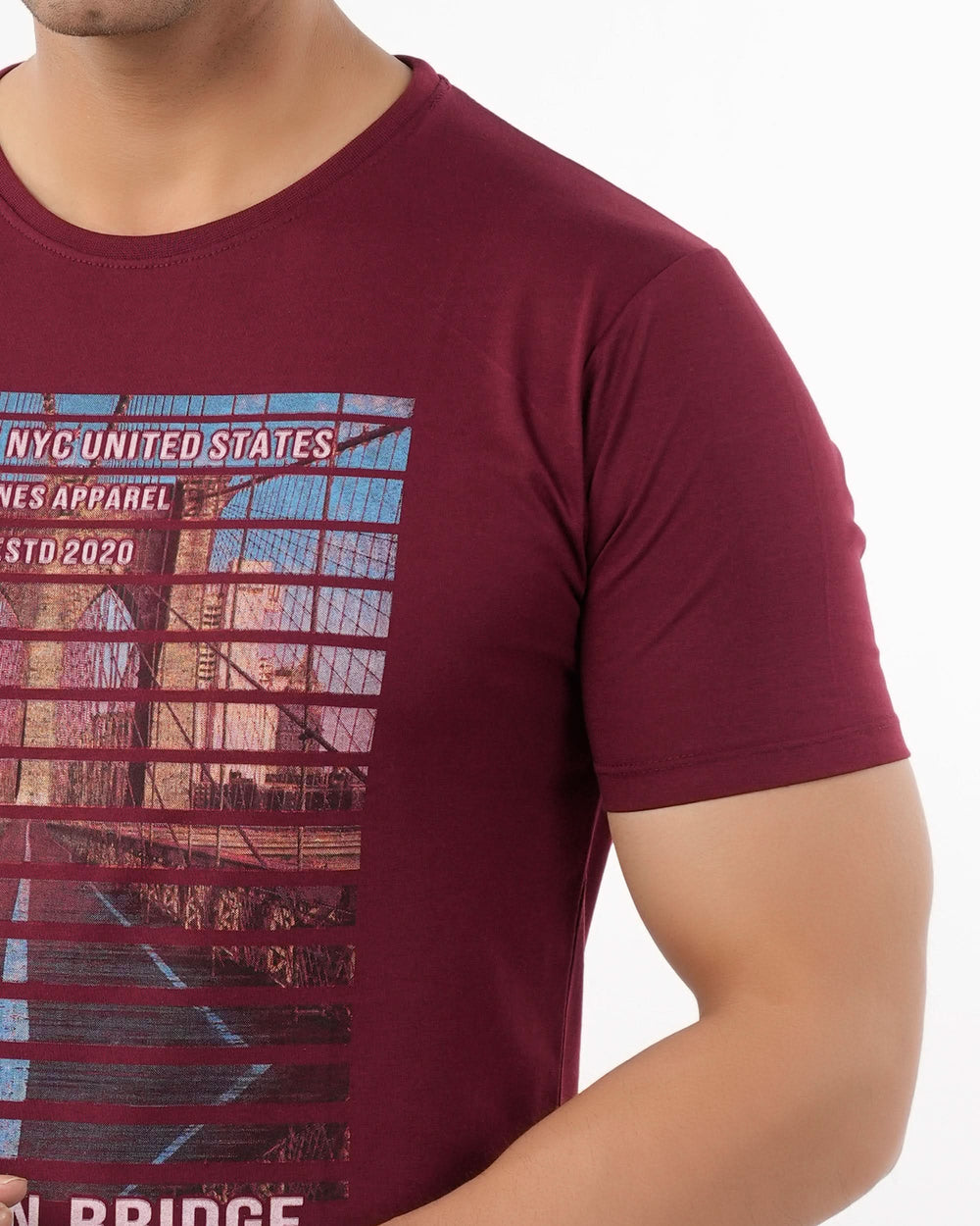 Men's Half Sleeves Round Neck Printed T-Shirt - Maroon, Men's T-Shirts & Polos, Chase Value, Chase Value