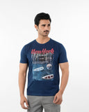 Men's Half Sleeves Round Neck Printed T-Shirt - Navy Blue, Men's T-Shirts & Polos, Chase Value, Chase Value