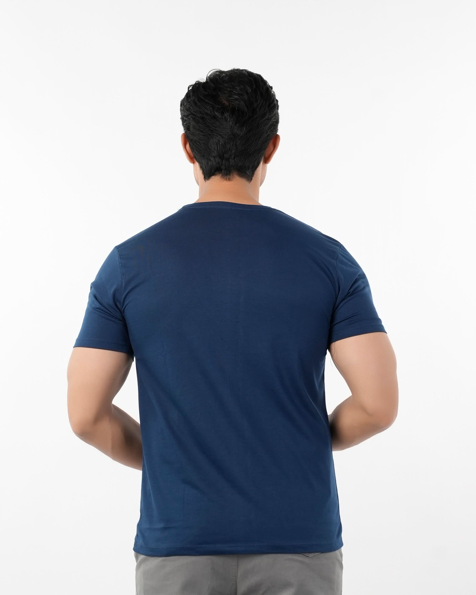 Men's Half Sleeves Round Neck Printed T-Shirt - Navy Blue, Men's T-Shirts & Polos, Chase Value, Chase Value