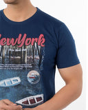 Men's Half Sleeves Round Neck Printed T-Shirt - Navy Blue, Men's T-Shirts & Polos, Chase Value, Chase Value