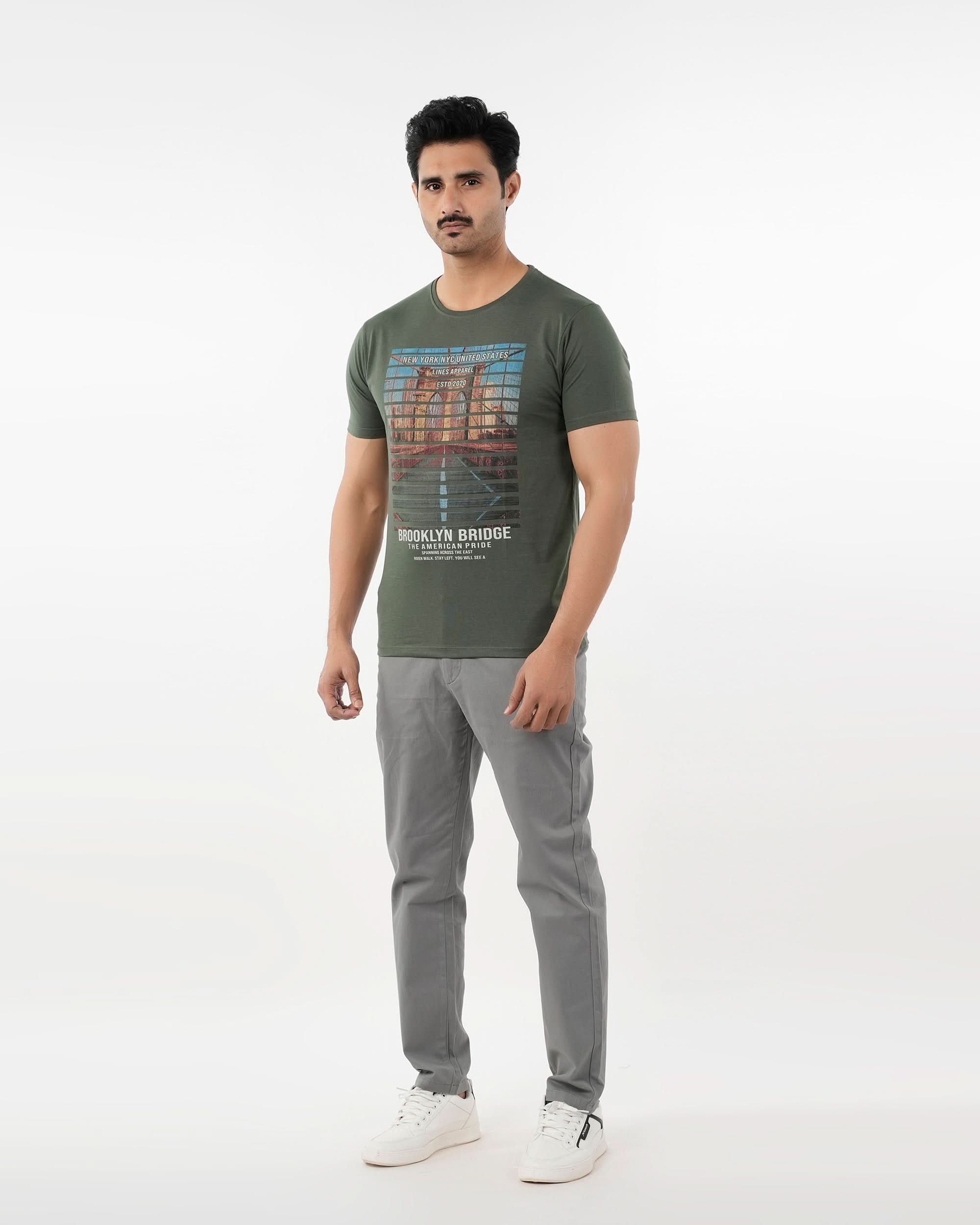Men's Half Sleeves Round Neck Printed T-Shirt - Green, Men's T-Shirts & Polos, Chase Value, Chase Value