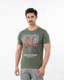 Men's Half Sleeves Round Neck Printed T-Shirt - Green, Men's T-Shirts & Polos, Chase Value, Chase Value