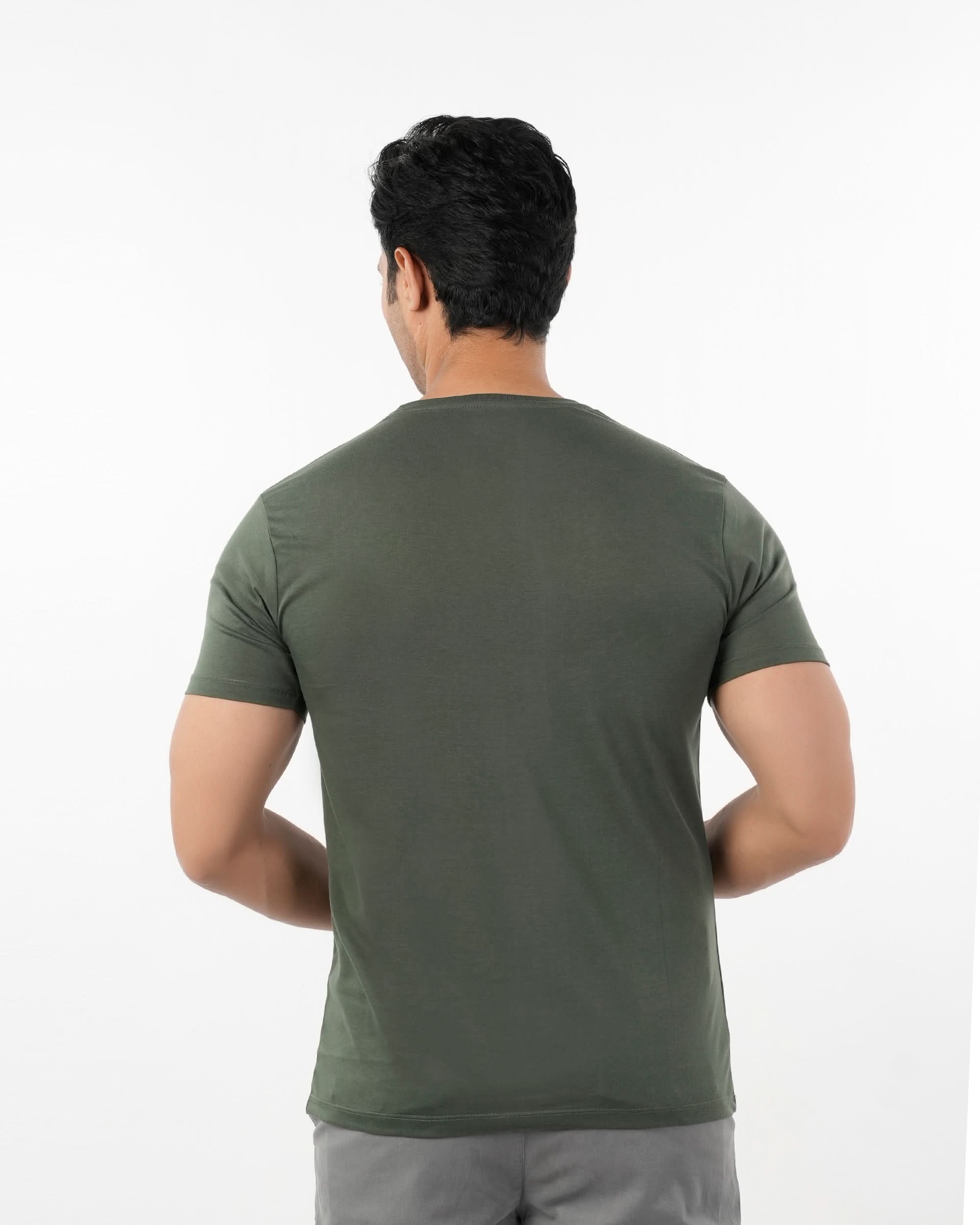Men's Half Sleeves Round Neck Printed T-Shirt - Green, Men's T-Shirts & Polos, Chase Value, Chase Value