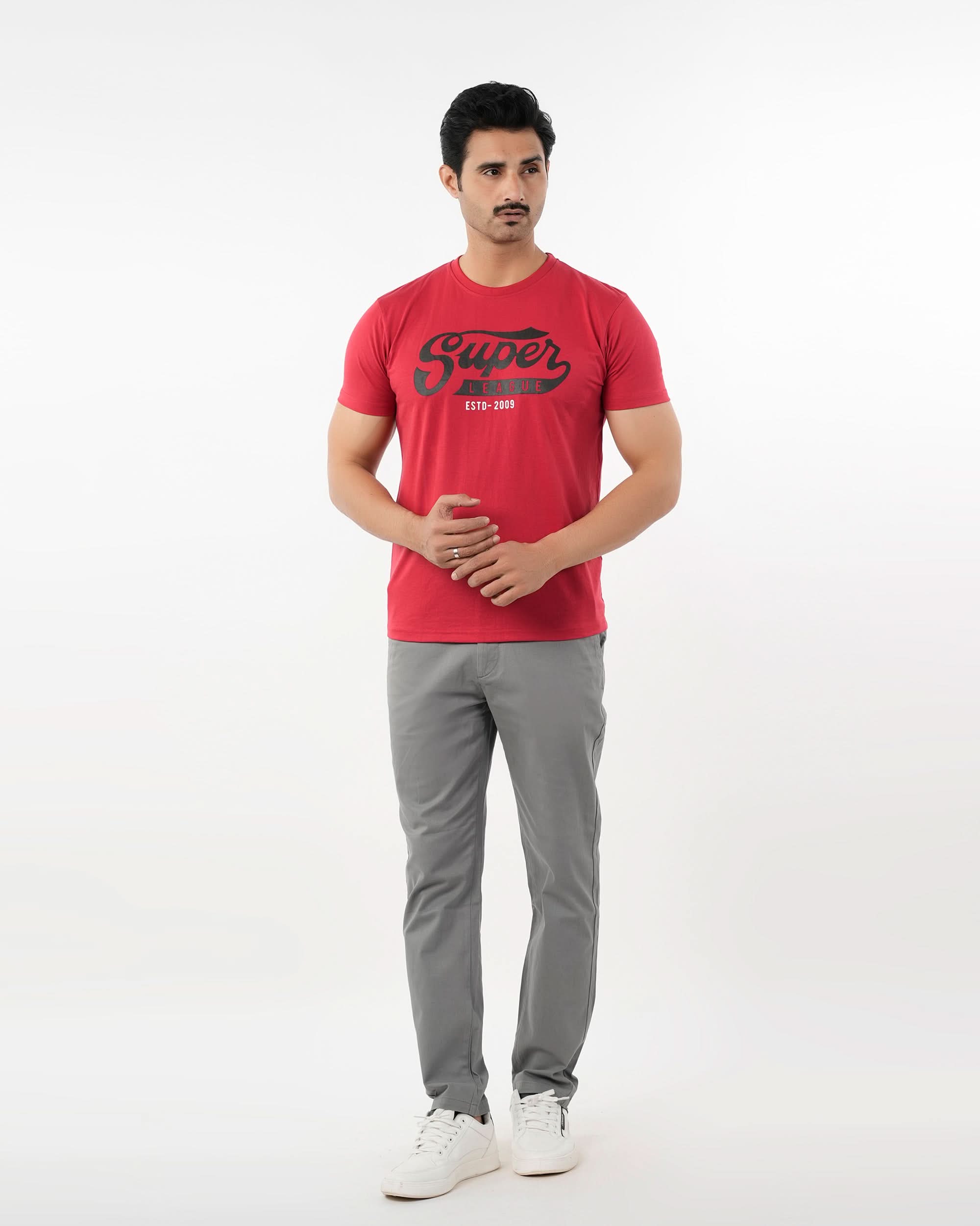 Men's Half Sleeves Round Neck Printed T-Shirt - Red, Men's T-Shirts & Polos, Chase Value, Chase Value