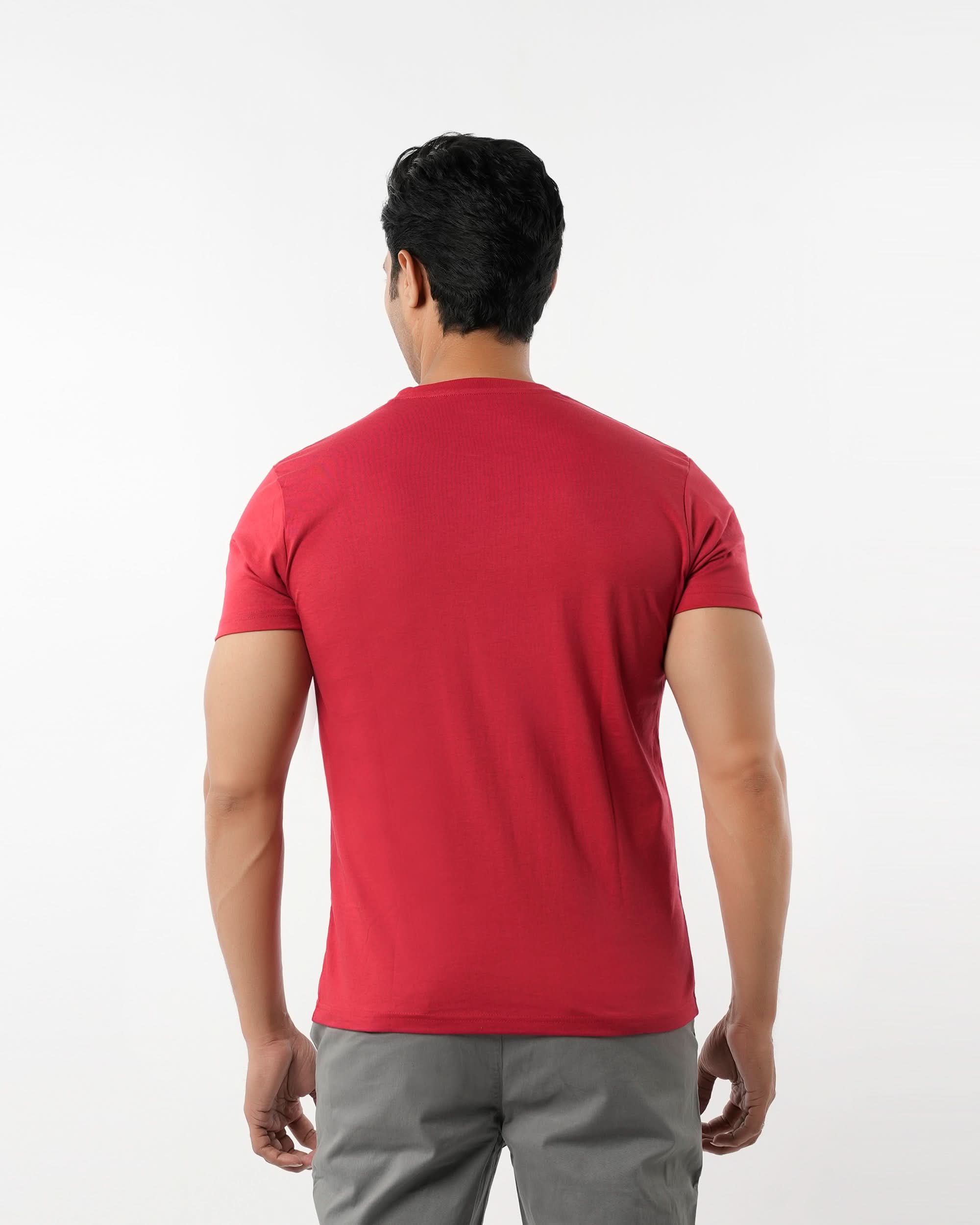 Men's Half Sleeves Round Neck Printed T-Shirt - Red, Men's T-Shirts & Polos, Chase Value, Chase Value