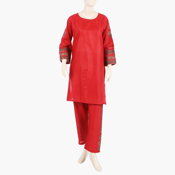 Women's Embroidered 2Pcs Shalwar Suit - Maroon, Women Shalwar Suits, Chase Value, Chase Value