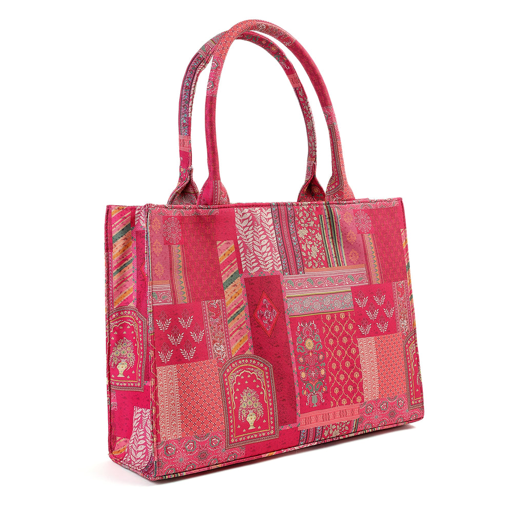 Women's Canvas Stylish Tote Bag - Pink, Women Bags, Chase Value, Chase Value