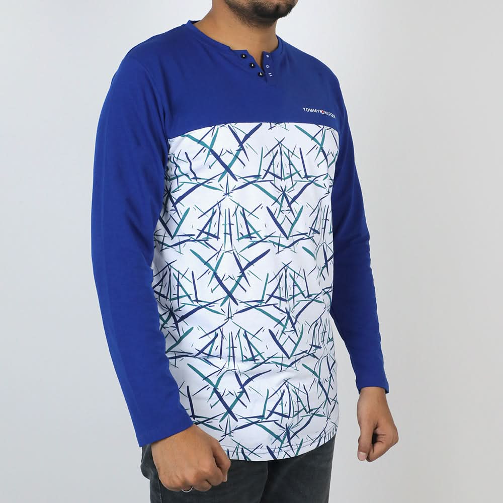 Men's Full Sleeves Round Neck T-Shirt - Blue, Men's T-Shirts & Polos, Chase Value, Chase Value