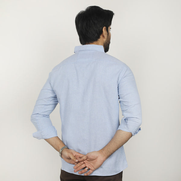 Men's Casual Chambray Shirt - Blue