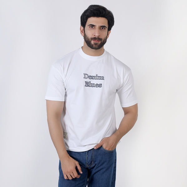Eminent Men's Half Sleeves Printed T-Shirt - White