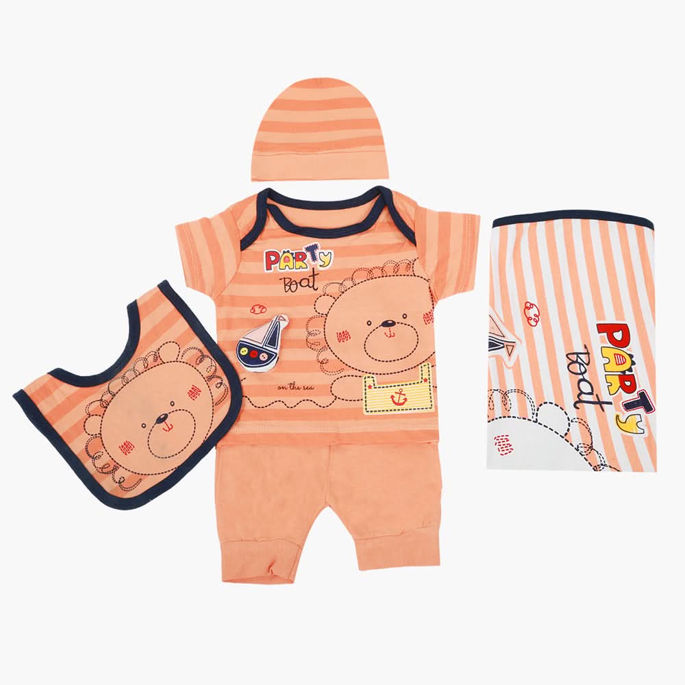 Newborn Boys Gift Set 05 Pcs  - Orange, Newborn Gift Set, Chase Value, Chase Value